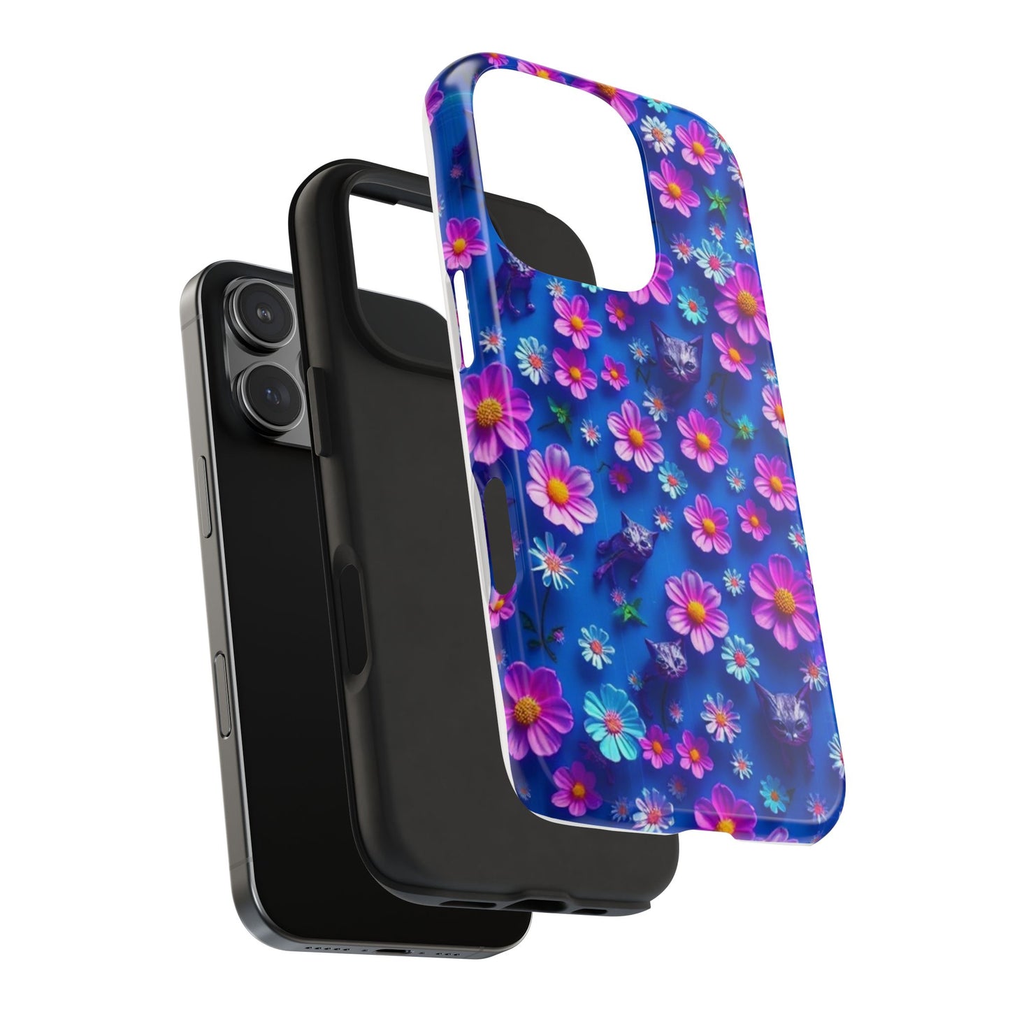 Kittens-n-Flowers Impact-Resistant Phone Case