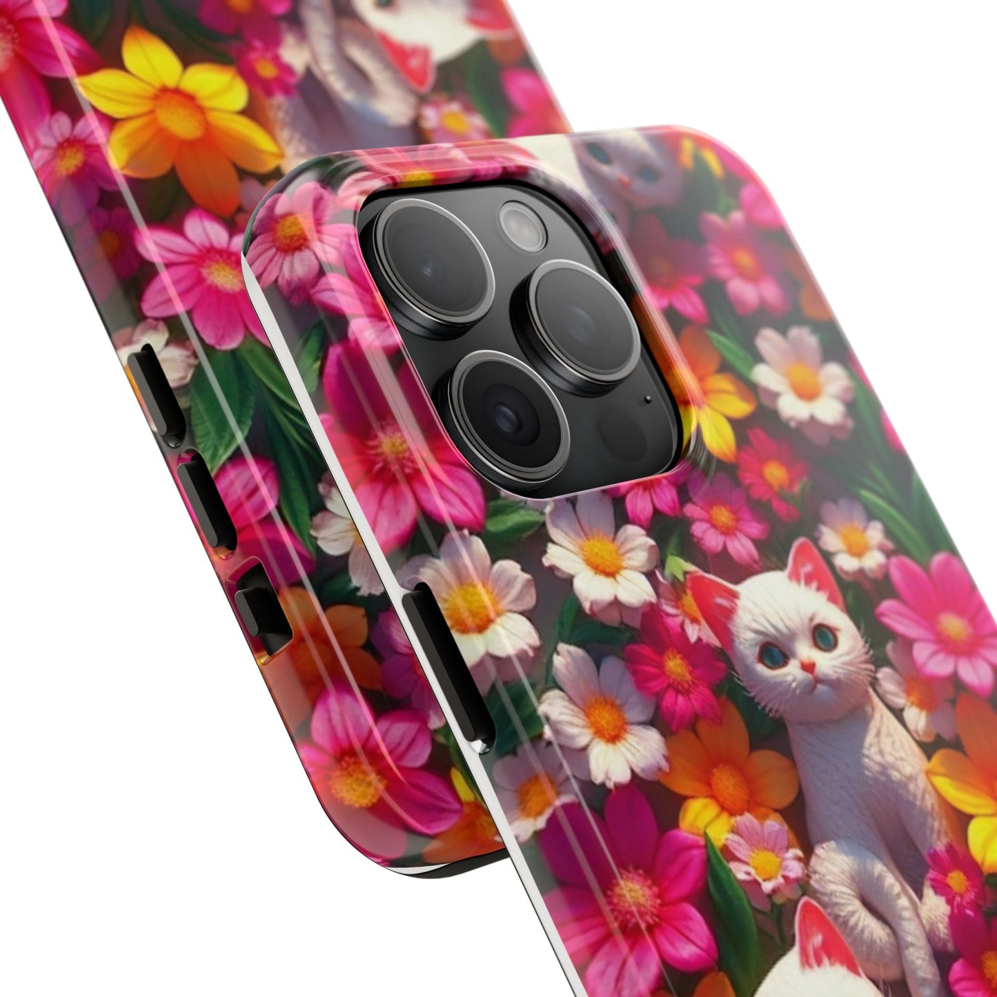 Kittens-n-Flowers Impact-Resistant Phone Case