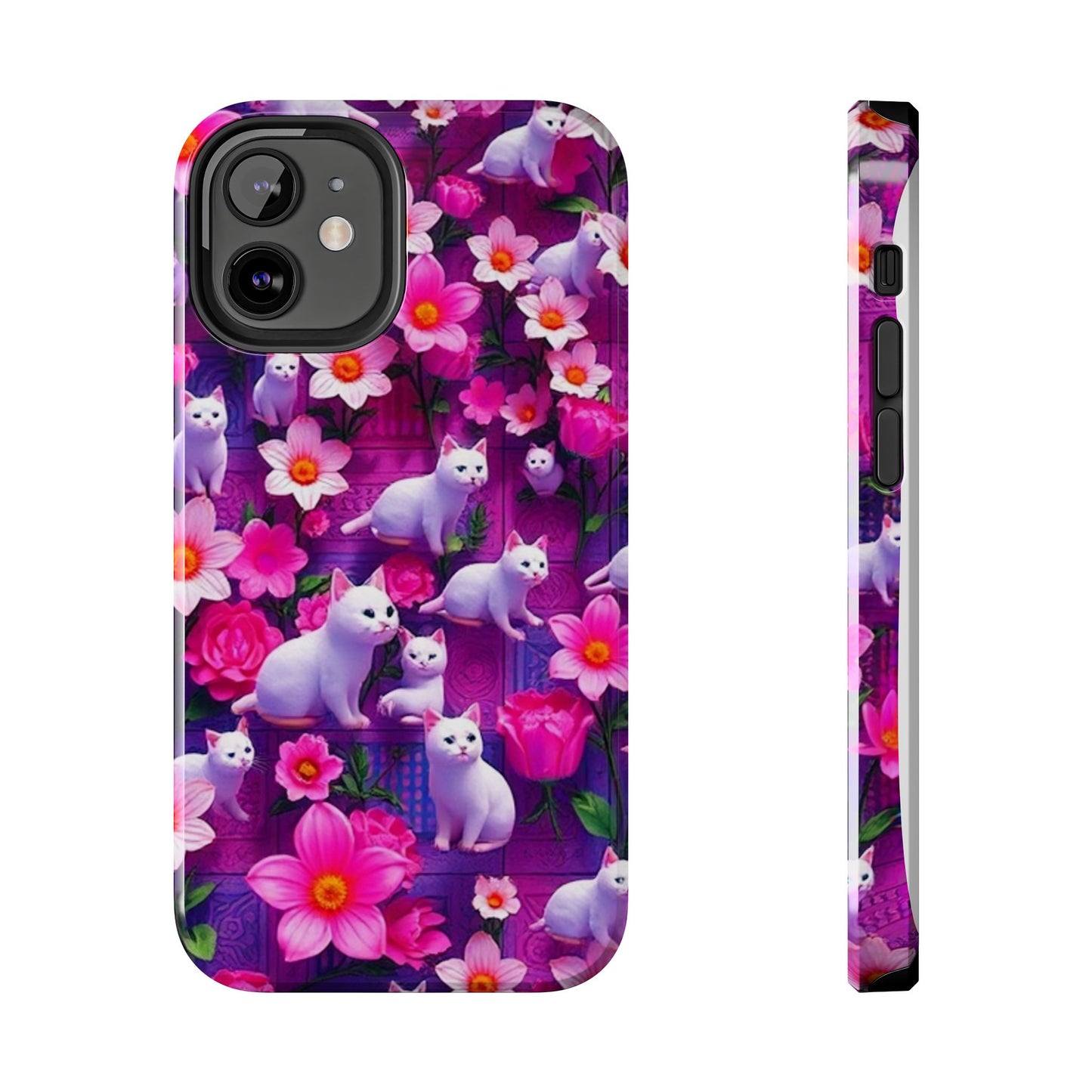 Kittens-n-Flowers Impact-Resistant Phone Case