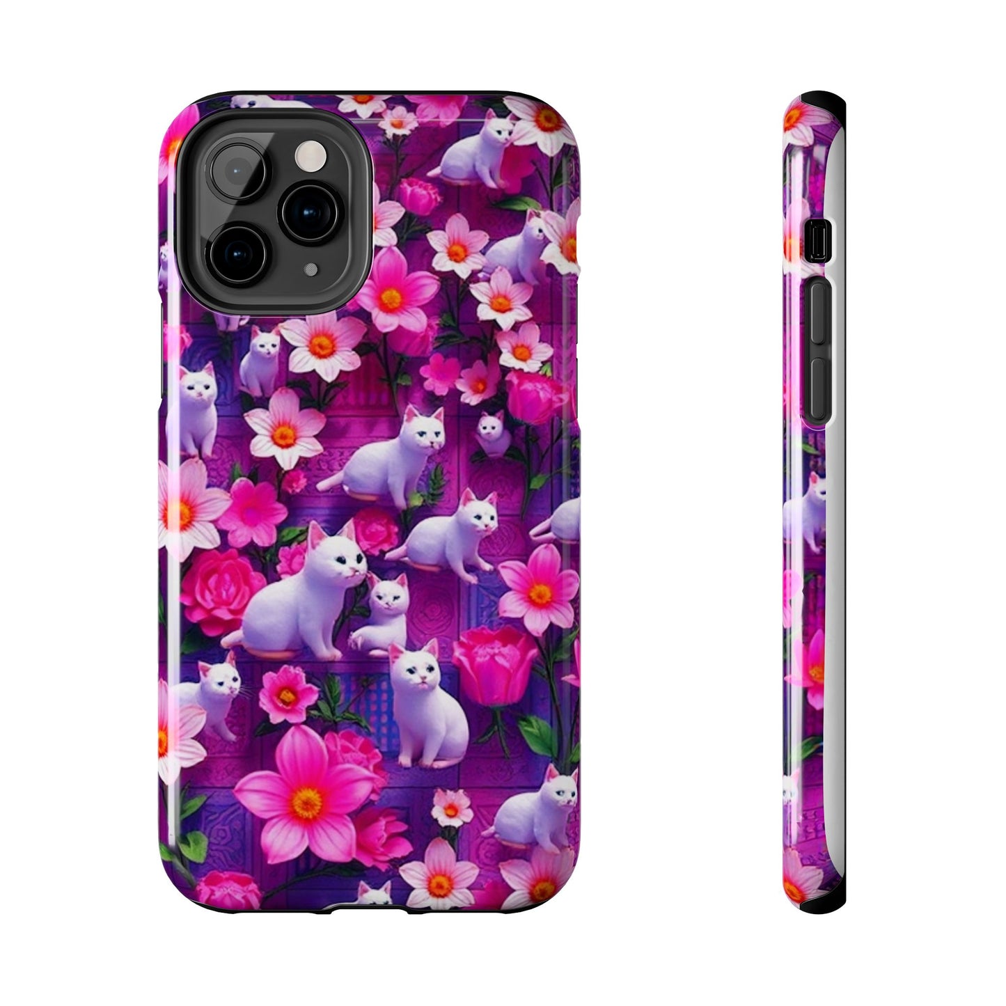 Kittens-n-Flowers Impact-Resistant Phone Case