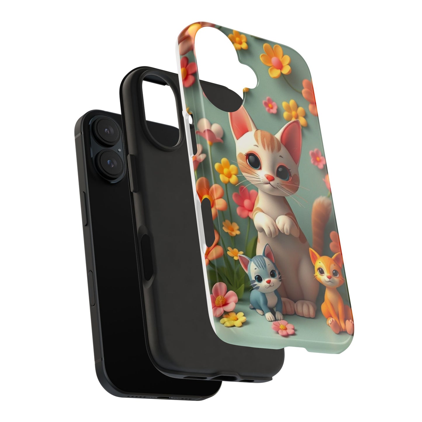 Kittens-n-Flowers Impact-Resistant Phone Case