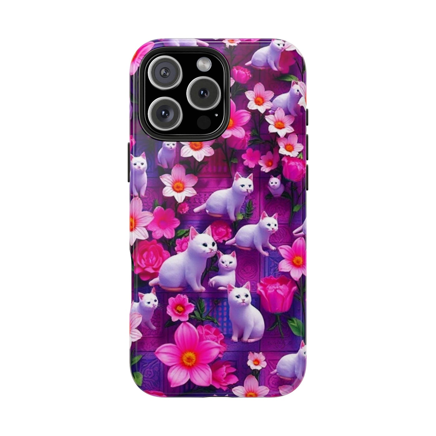 Kittens-n-Flowers Impact-Resistant Phone Case