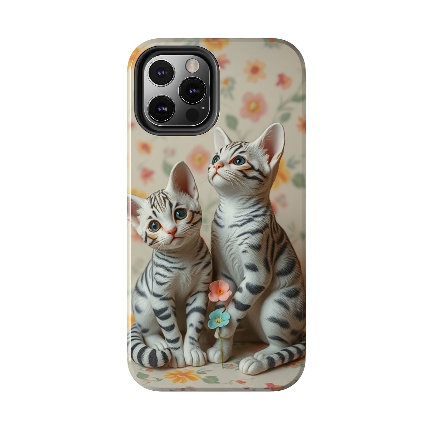 Kittens-n-Flowers Impact-Resistant Phone Case