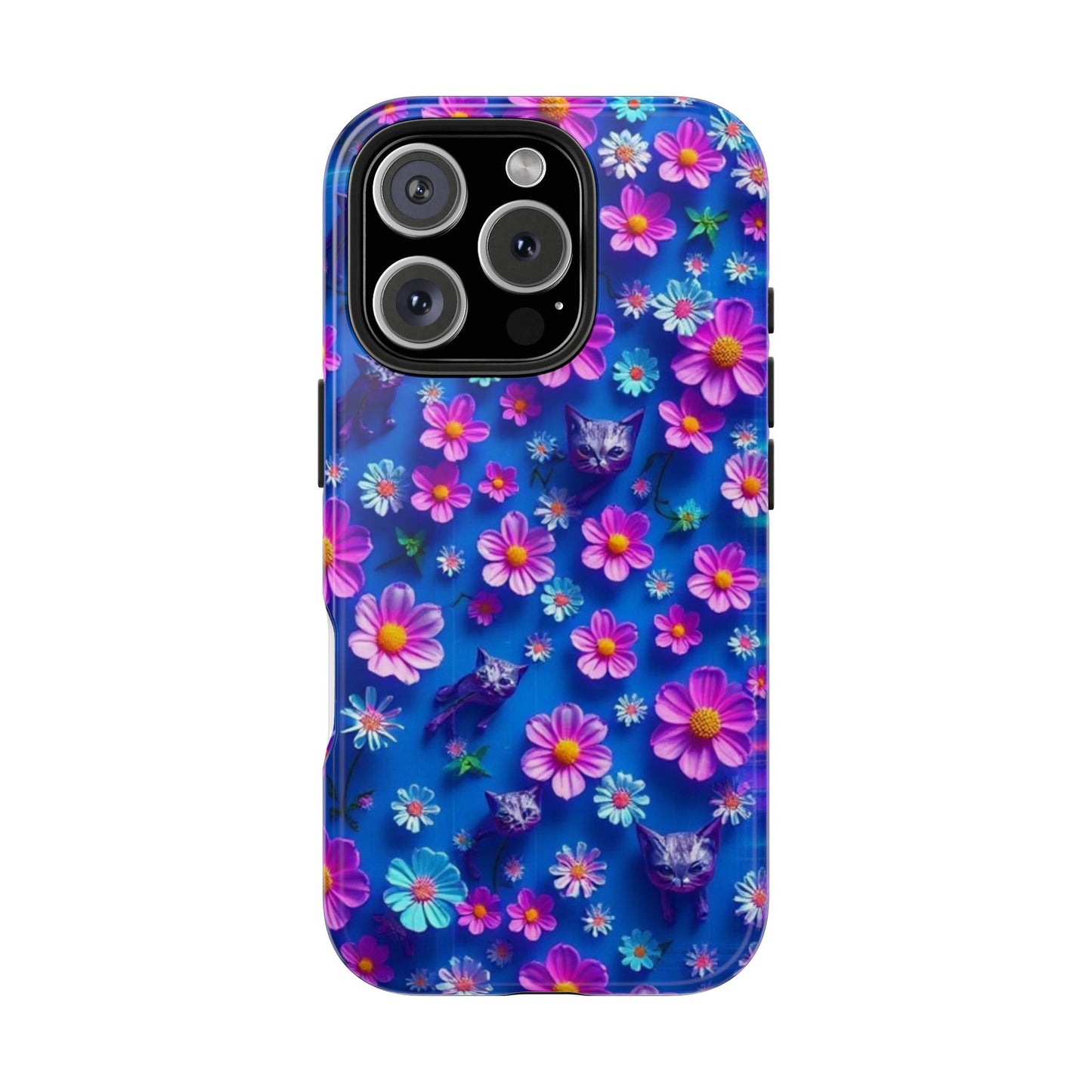 Kittens-n-Flowers Impact-Resistant Phone Case