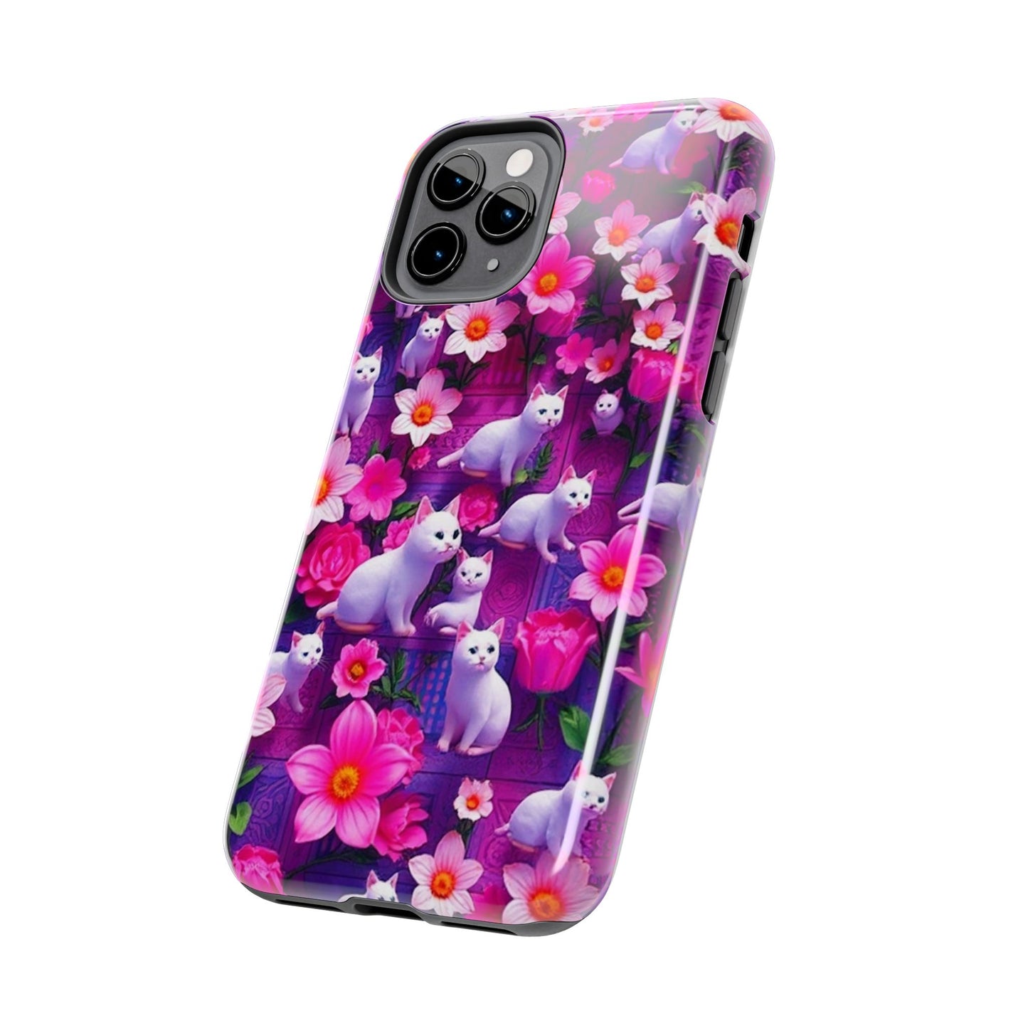 Kittens-n-Flowers Impact-Resistant Phone Case