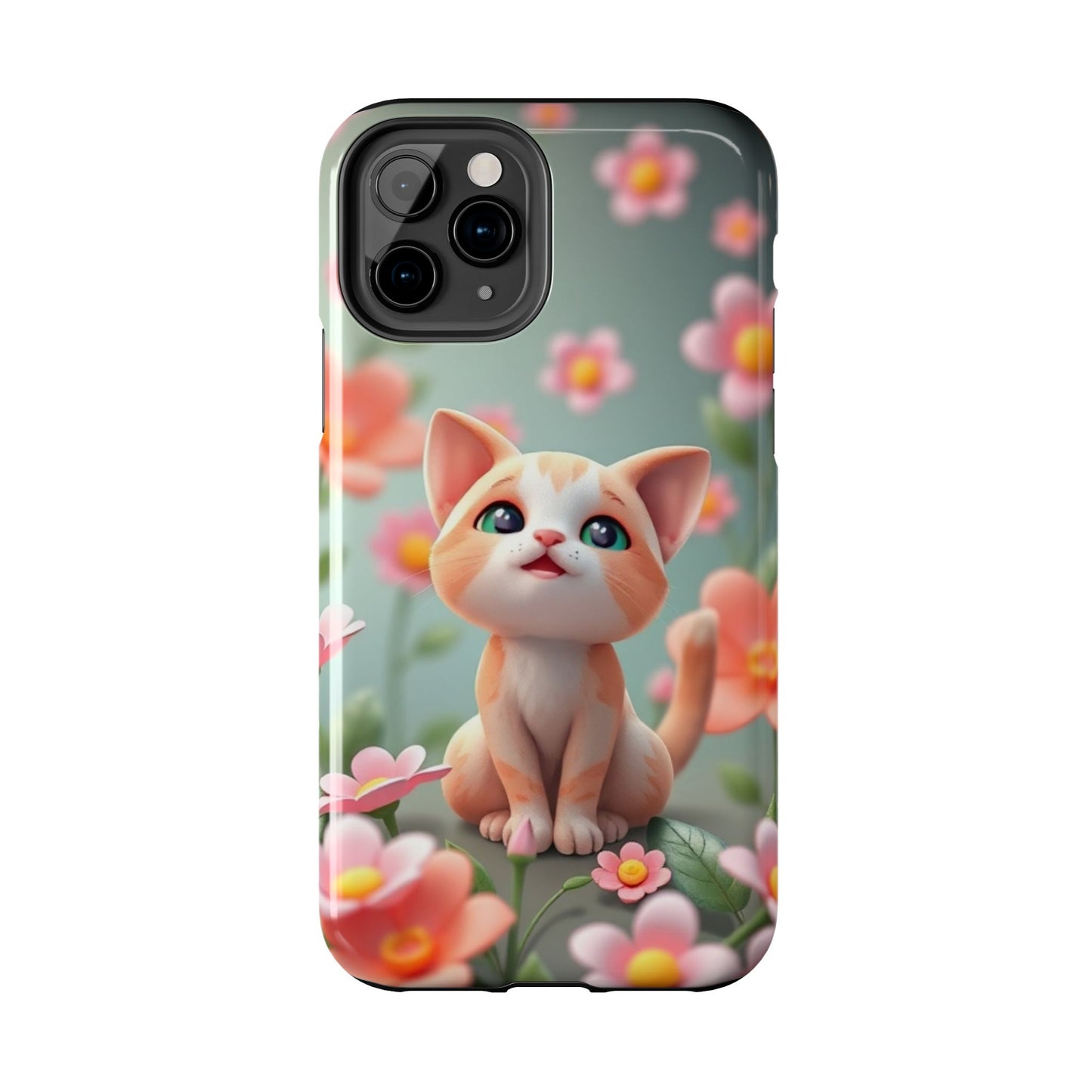 Kittens-n-Flowers Impact-Resistant Phone Case