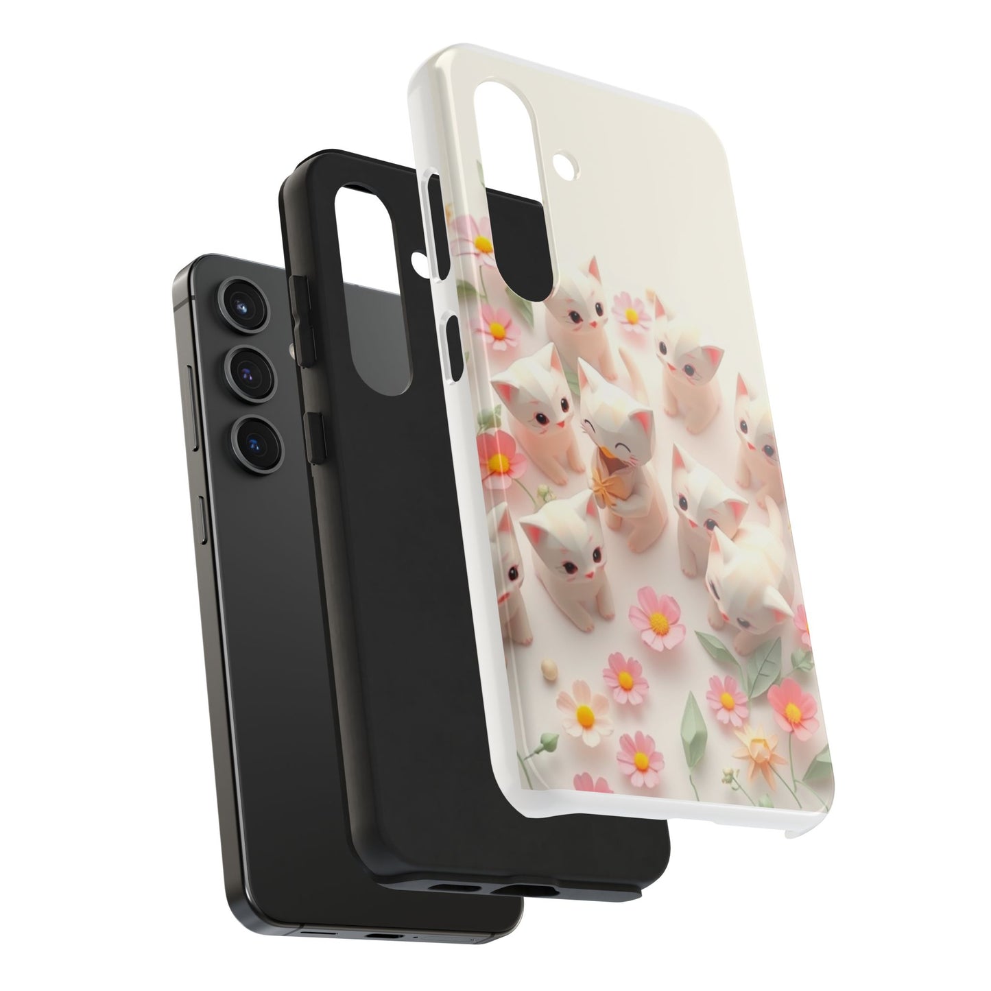 Kittens-n-Flowers Impact-Resistant Phone Case