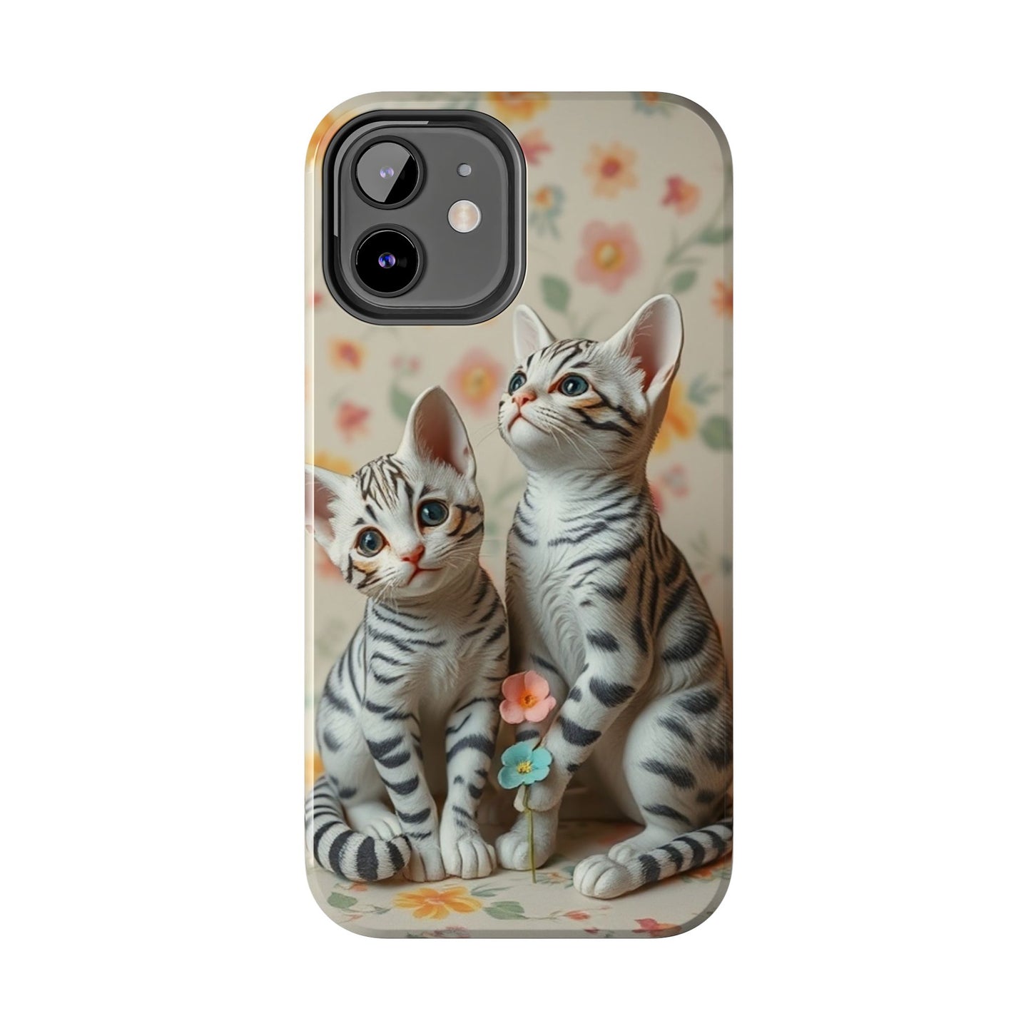 Kittens-n-Flowers Impact-Resistant Phone Case