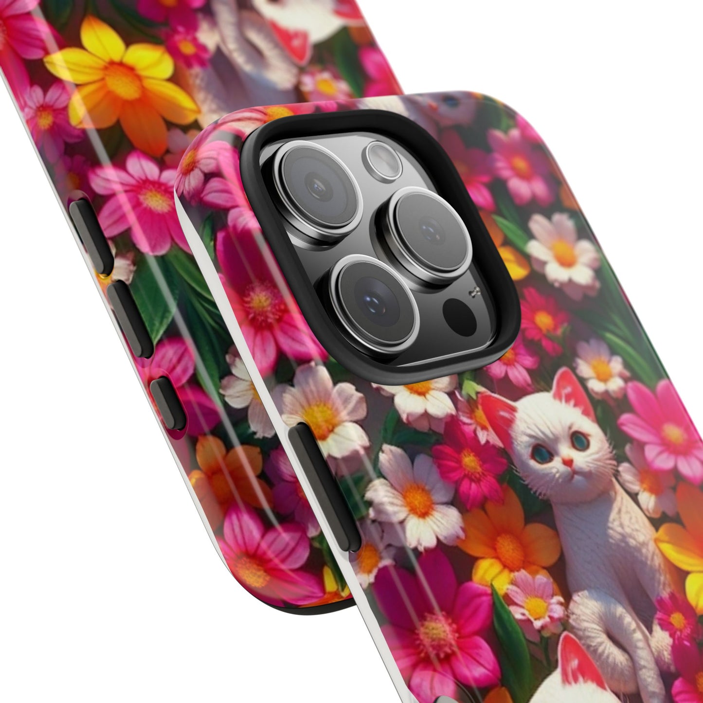 Kittens-n-Flowers Impact-Resistant Phone Case