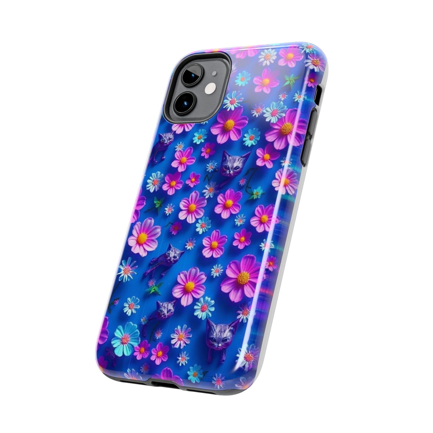 Kittens-n-Flowers Impact-Resistant Phone Case