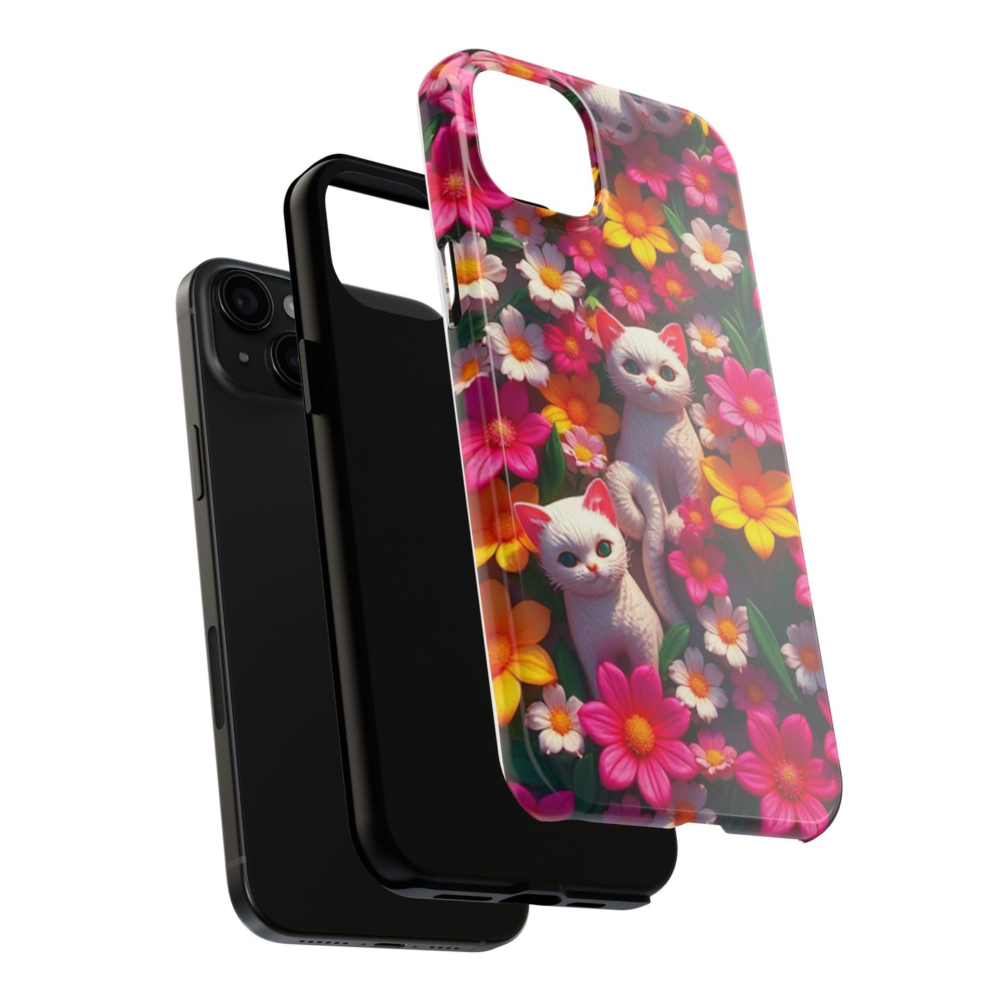 Kittens-n-Flowers Impact-Resistant Phone Case