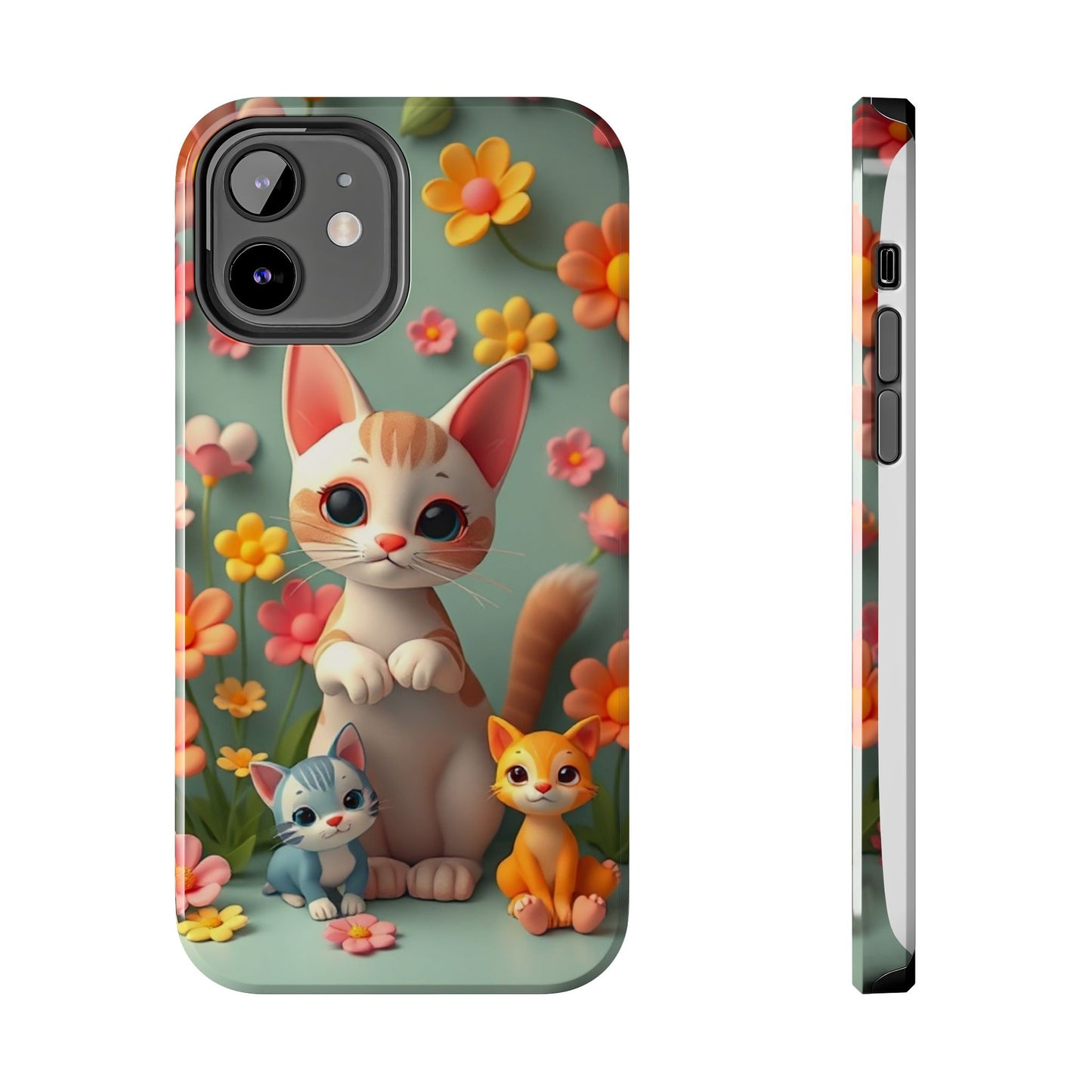 Kittens-n-Flowers Impact-Resistant Phone Case