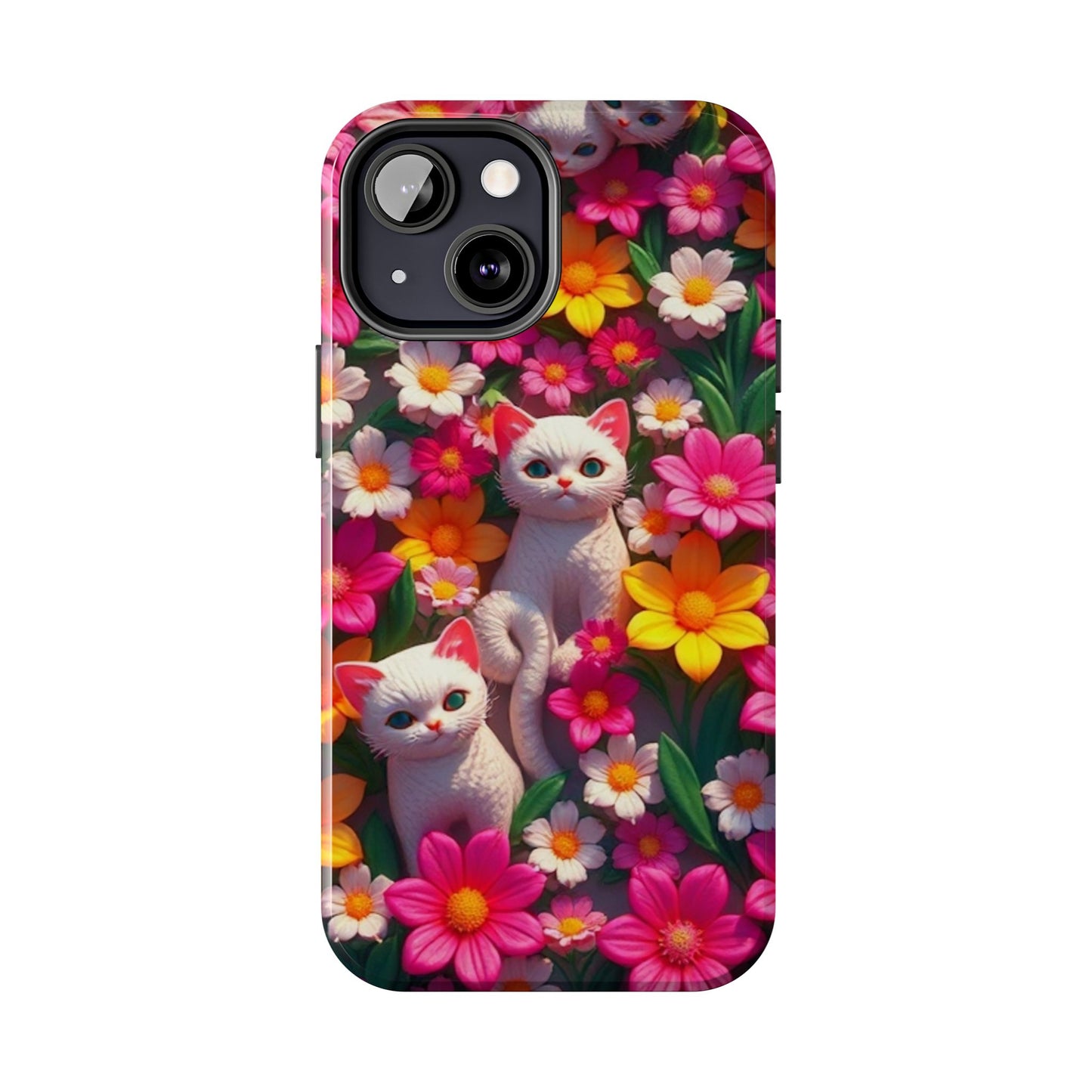 Kittens-n-Flowers Impact-Resistant Phone Case