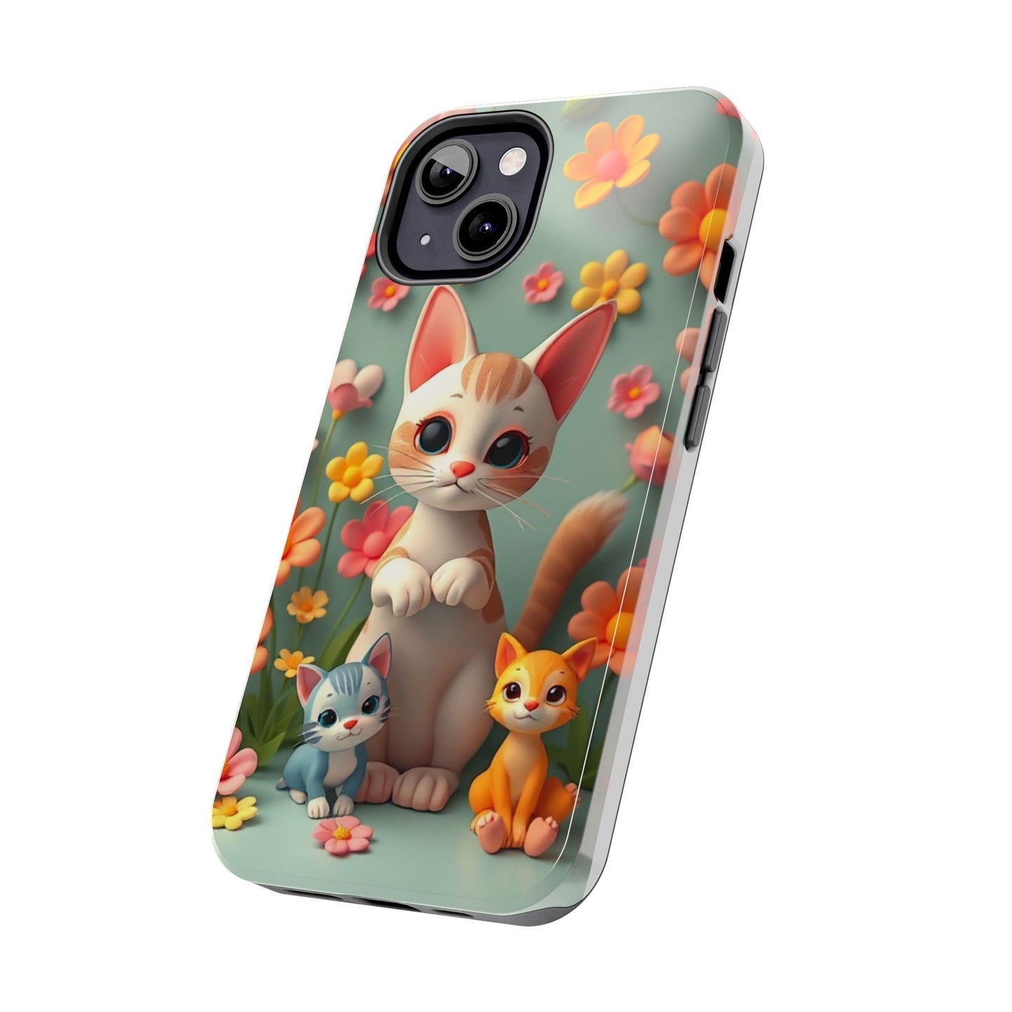 Kittens-n-Flowers Impact-Resistant Phone Case