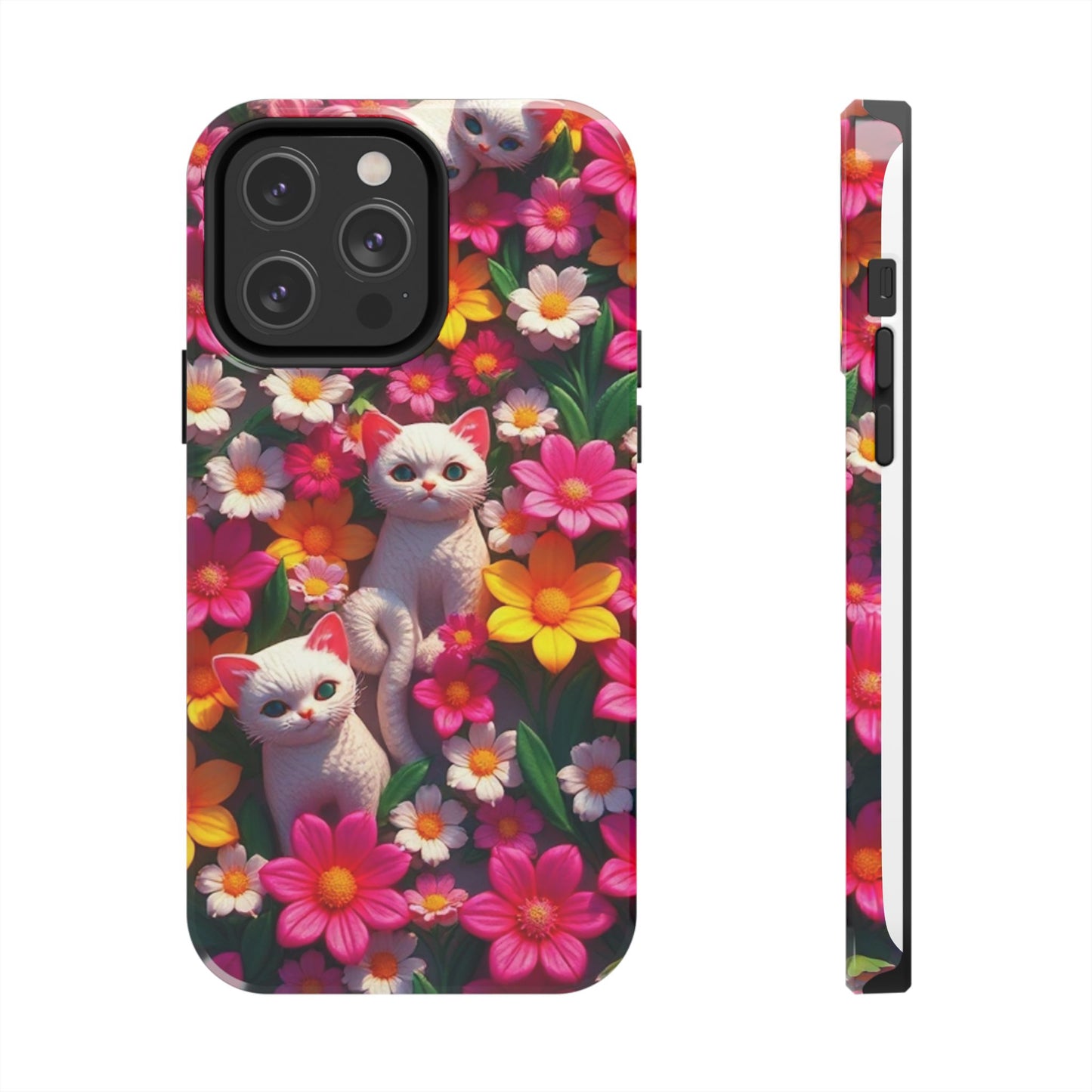 Kittens-n-Flowers Impact-Resistant Phone Case