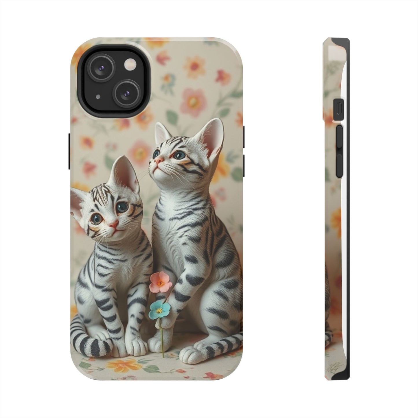 Kittens-n-Flowers Impact-Resistant Phone Case