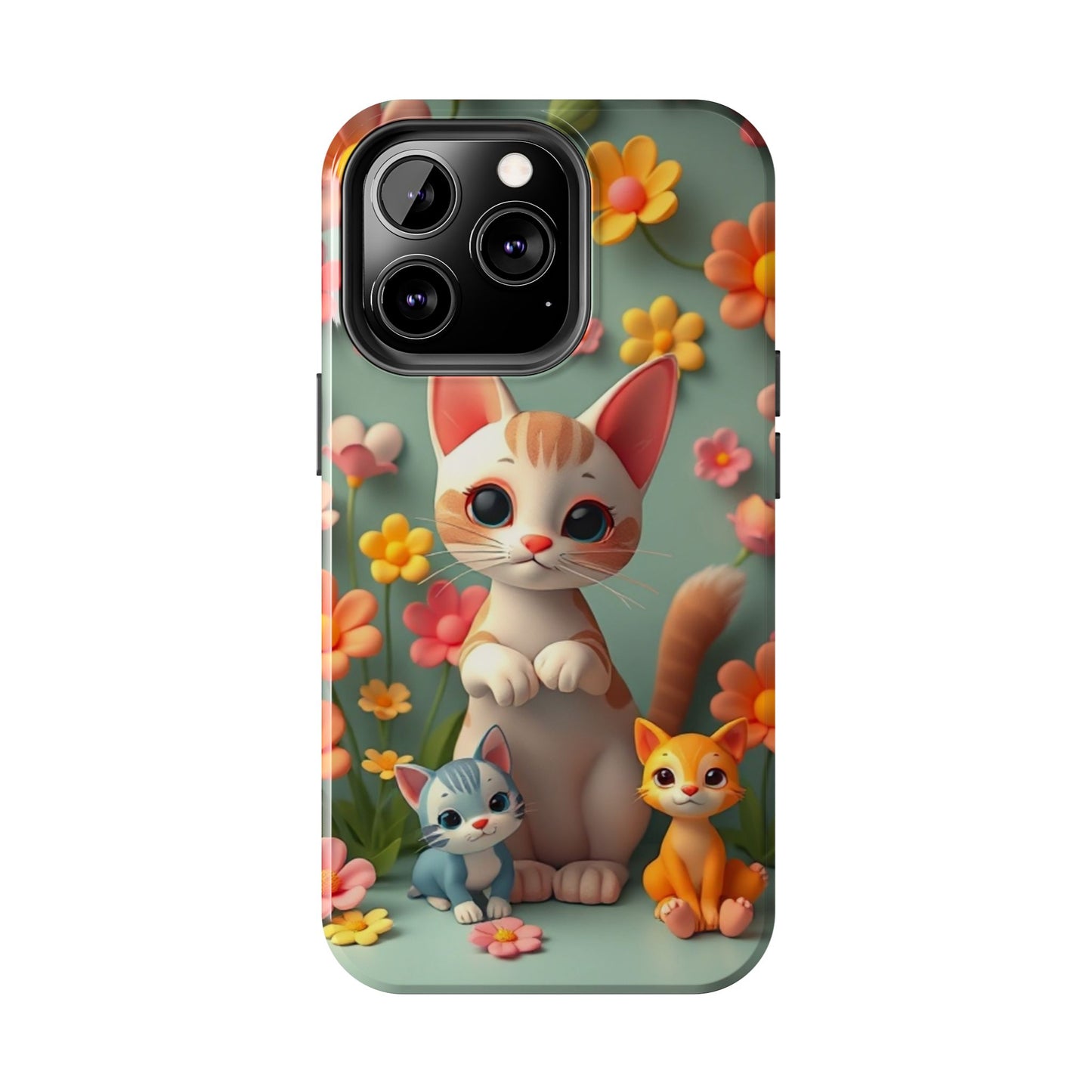 Kittens-n-Flowers Impact-Resistant Phone Case