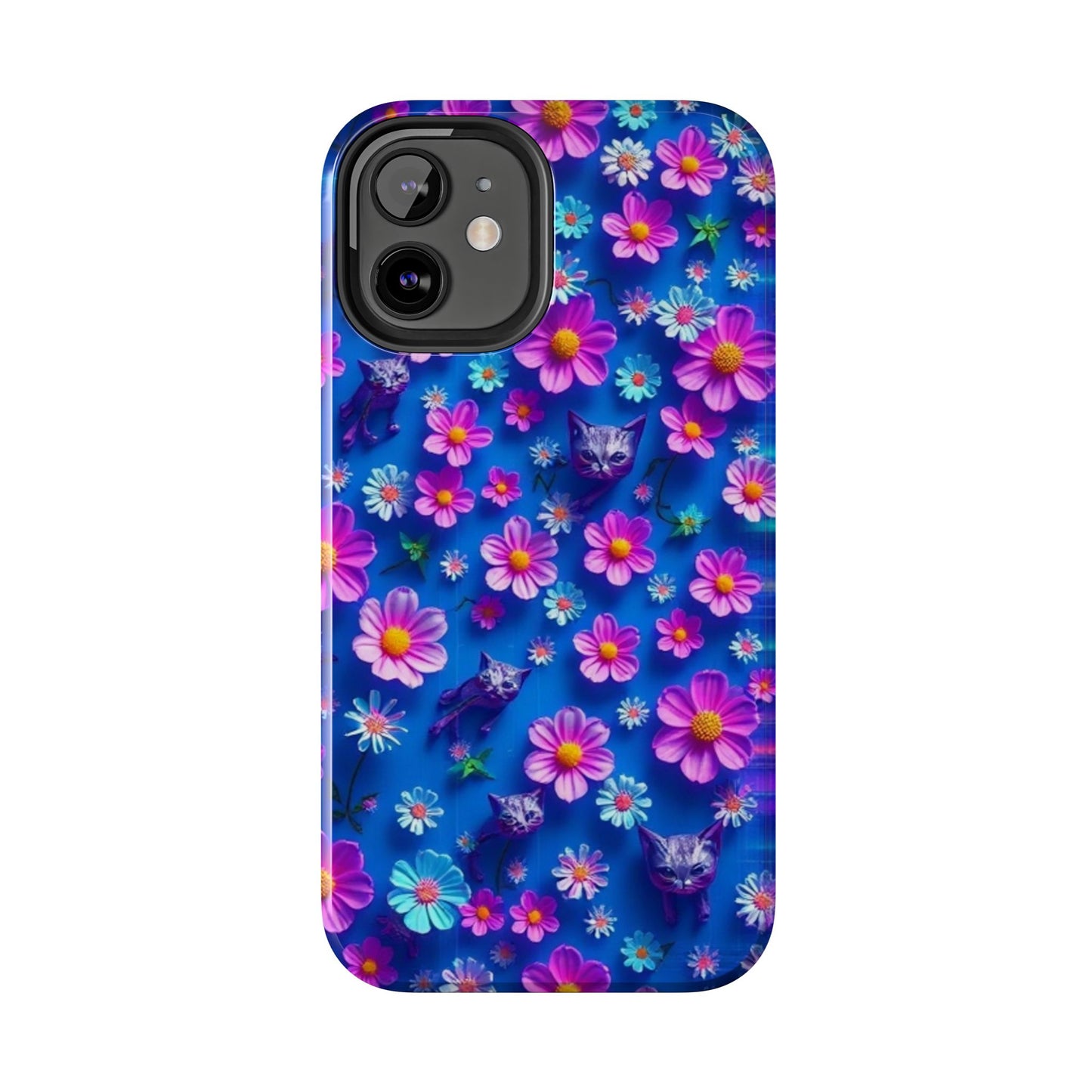 Kittens-n-Flowers Impact-Resistant Phone Case