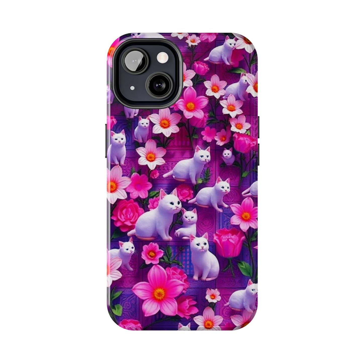 Kittens-n-Flowers Impact-Resistant Phone Case