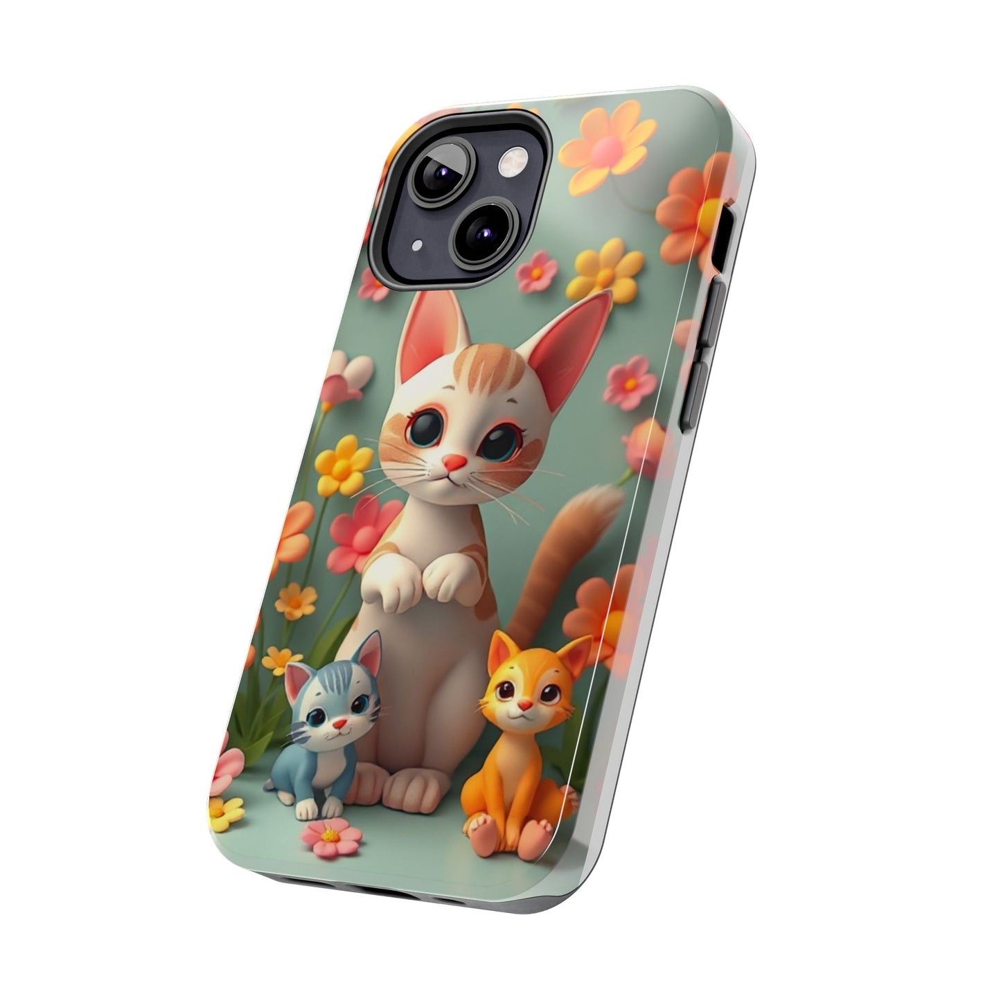 Kittens-n-Flowers Impact-Resistant Phone Case