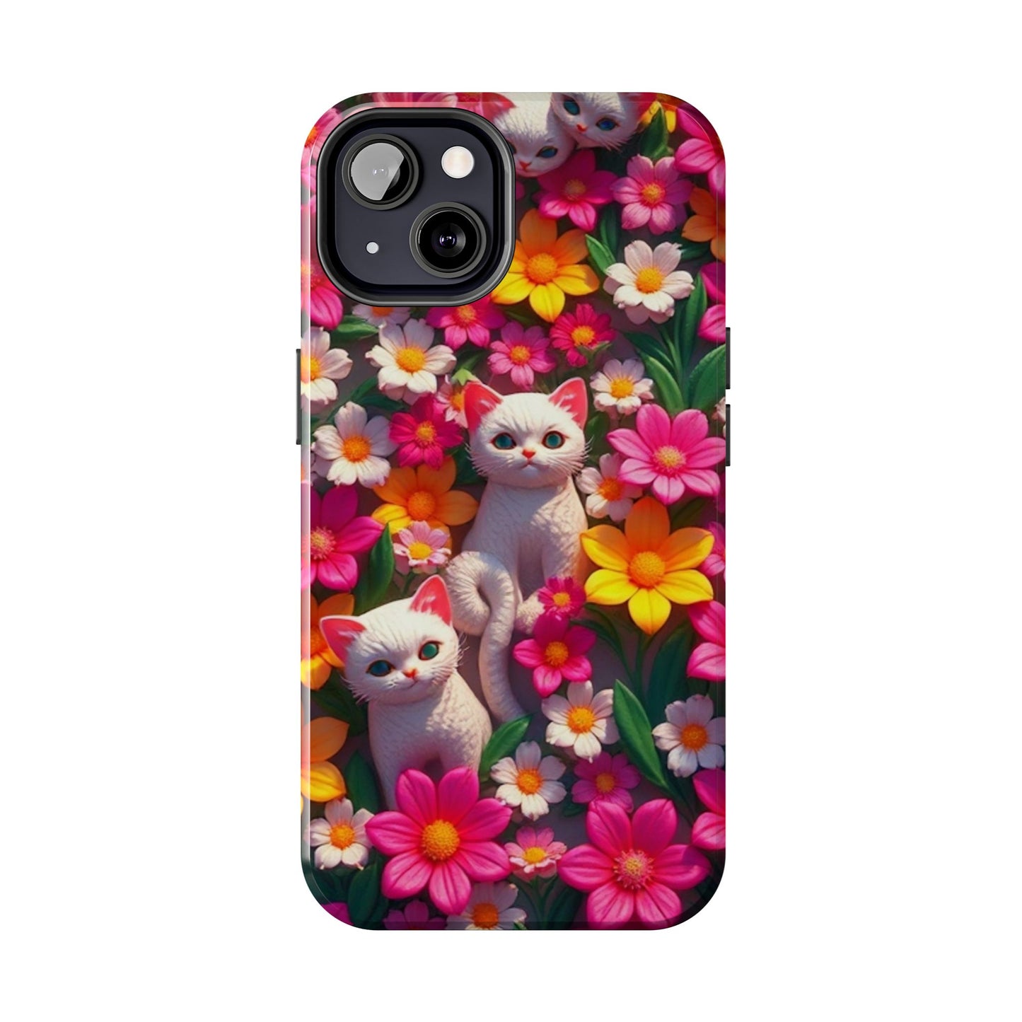 Kittens-n-Flowers Impact-Resistant Phone Case