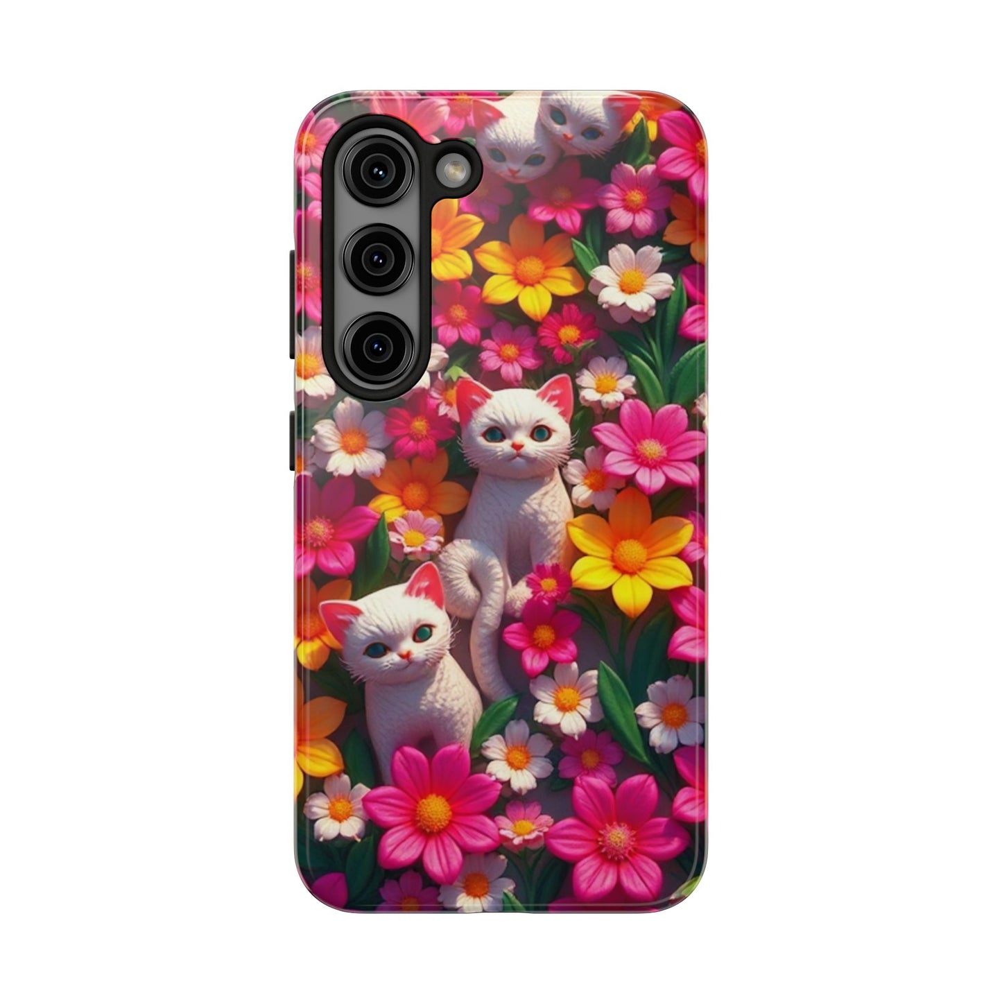 Kittens-n-Flowers Impact-Resistant Phone Case