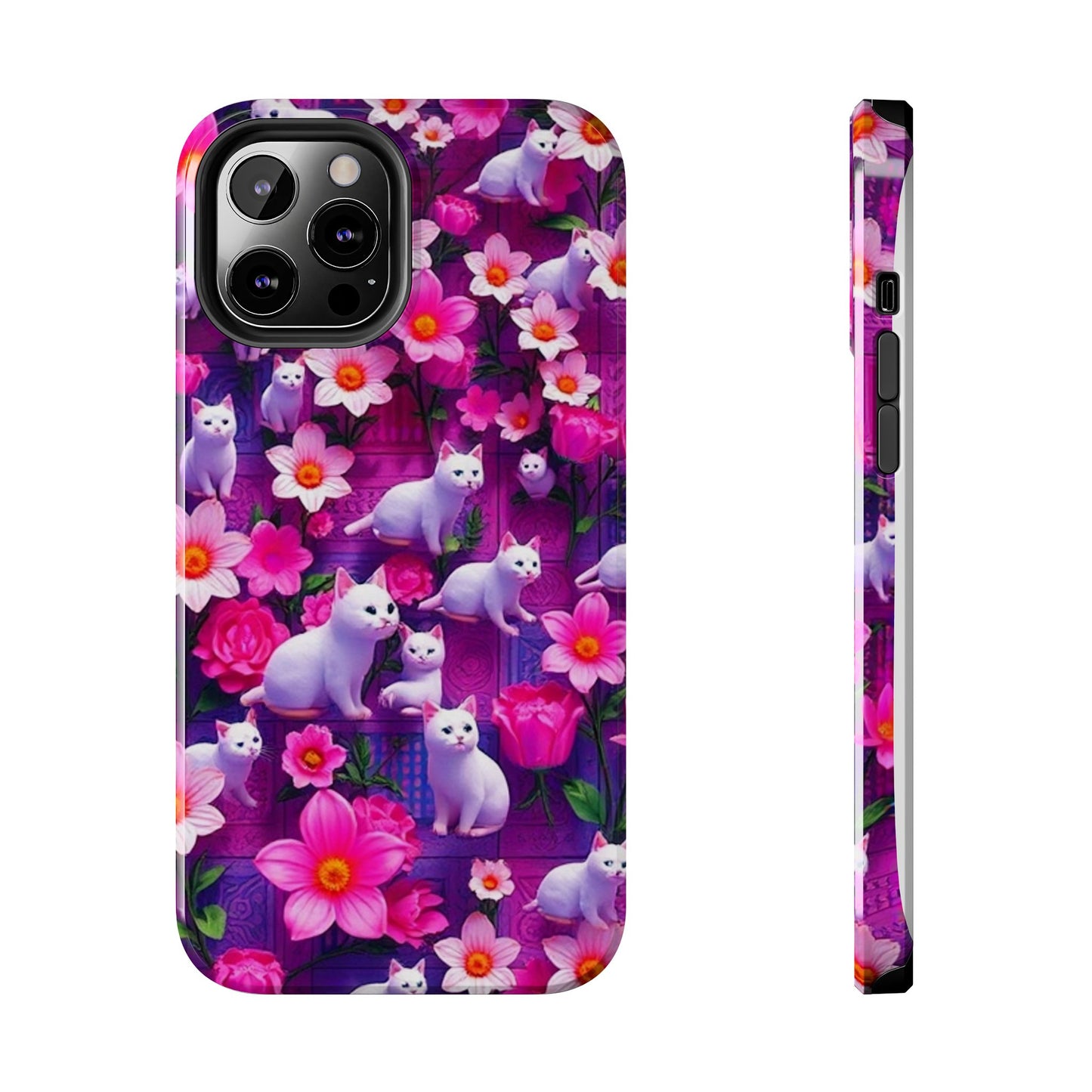 Kittens-n-Flowers Impact-Resistant Phone Case