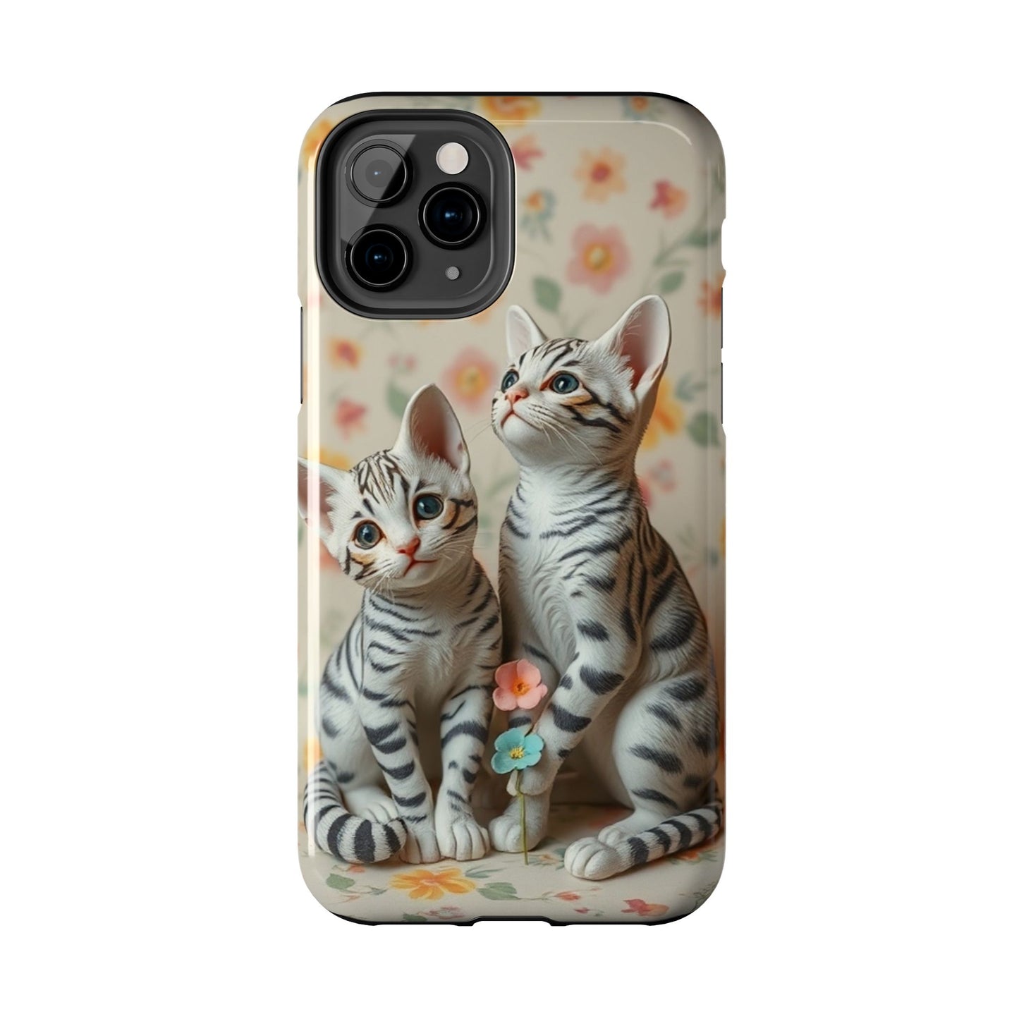 Kittens-n-Flowers Impact-Resistant Phone Case