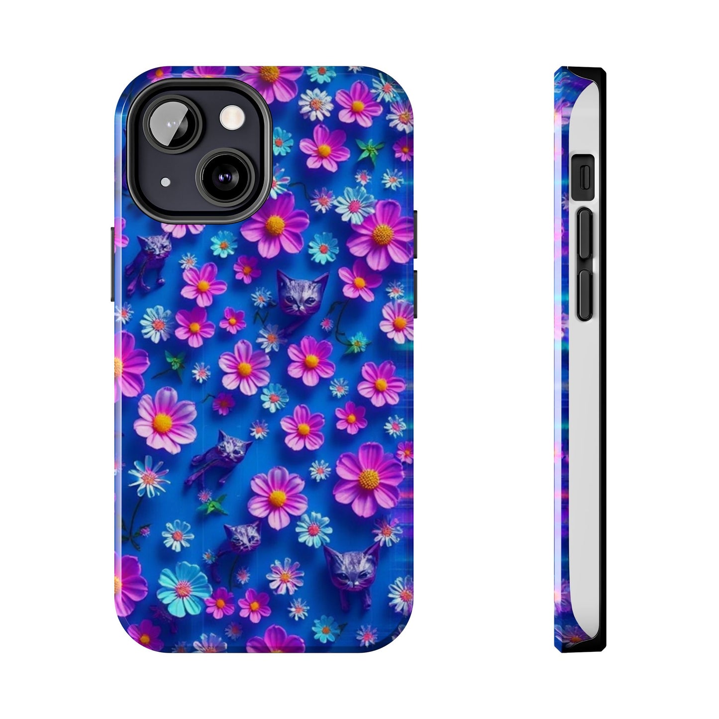 Kittens-n-Flowers Impact-Resistant Phone Case