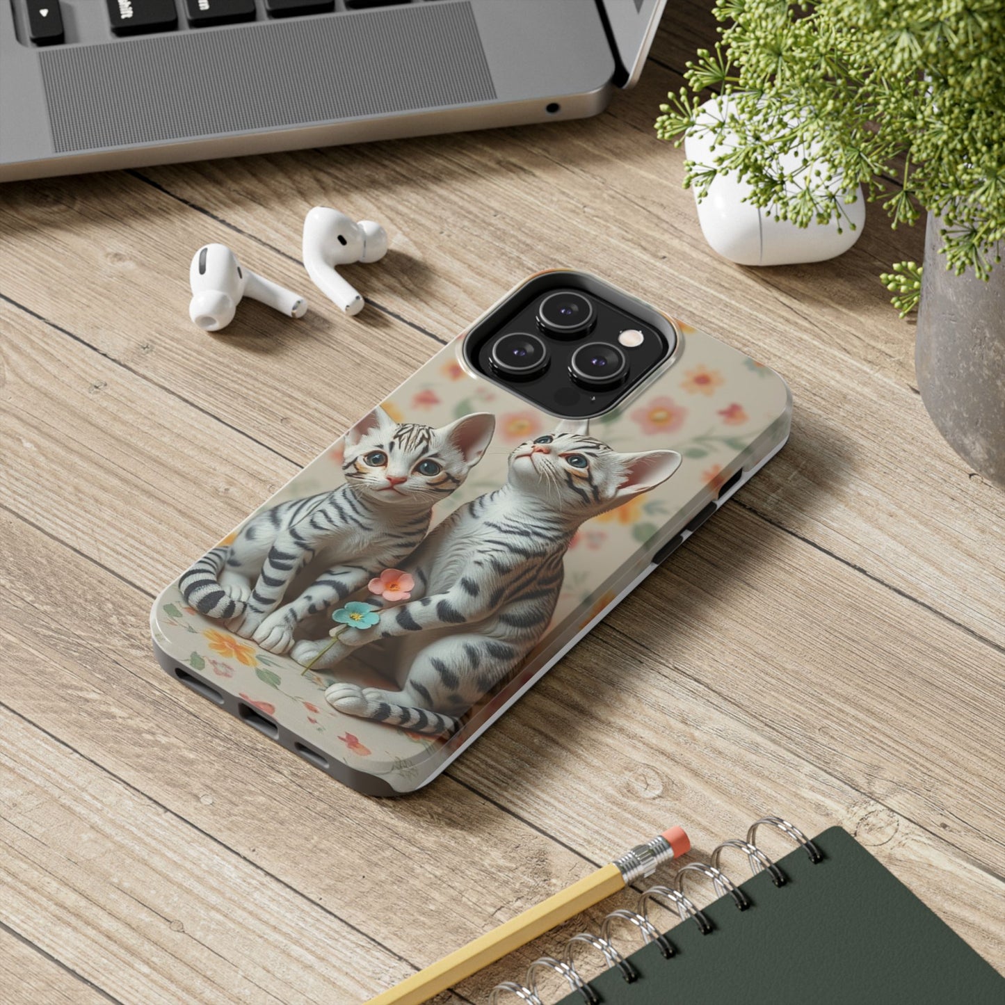 Kittens-n-Flowers Impact-Resistant Phone Case