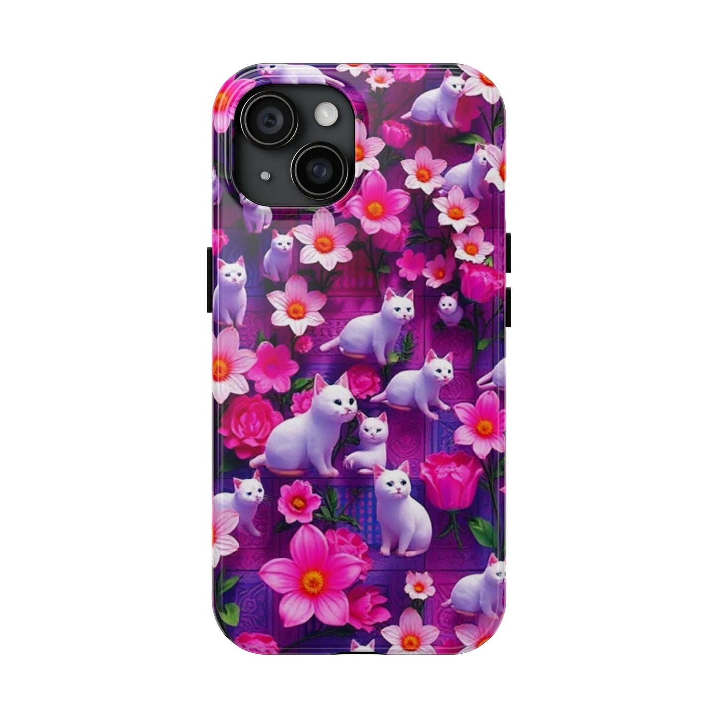 Kittens-n-Flowers Impact-Resistant Phone Case