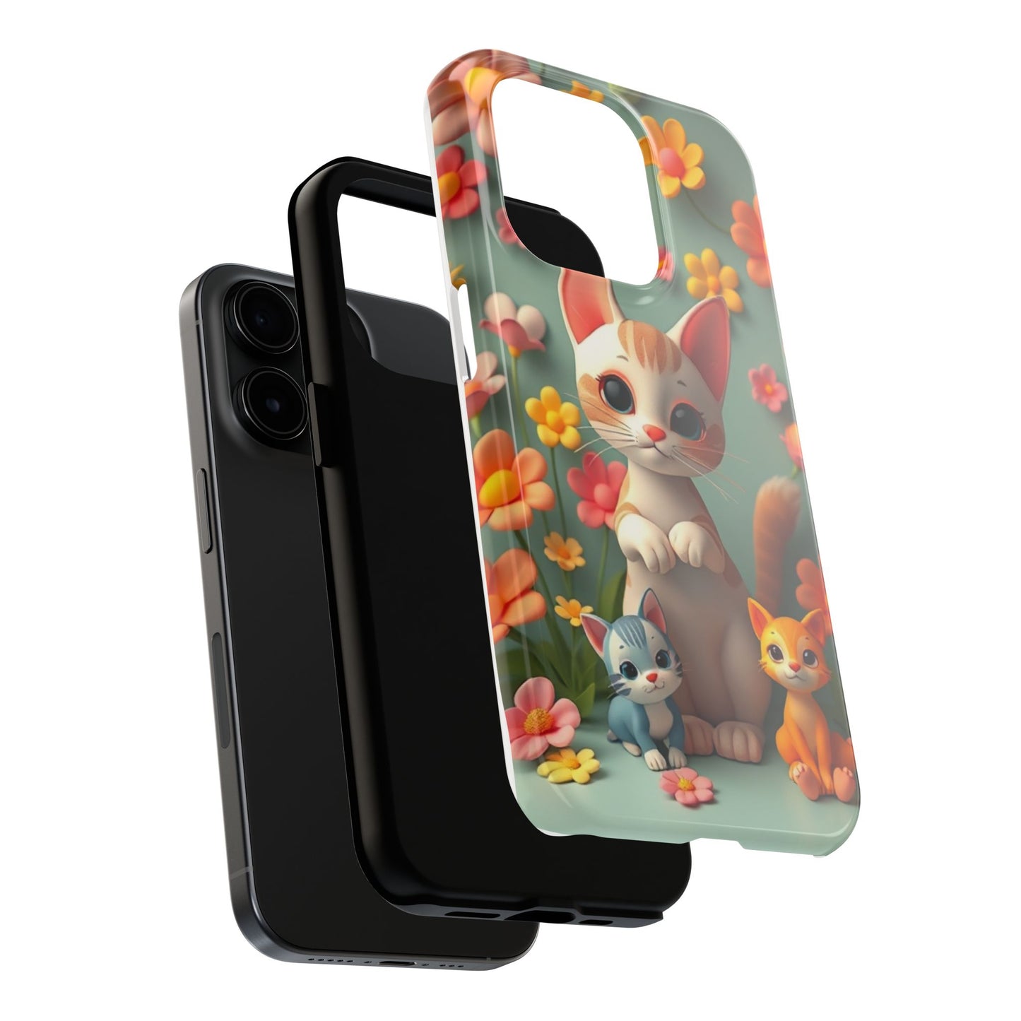 Kittens-n-Flowers Impact-Resistant Phone Case