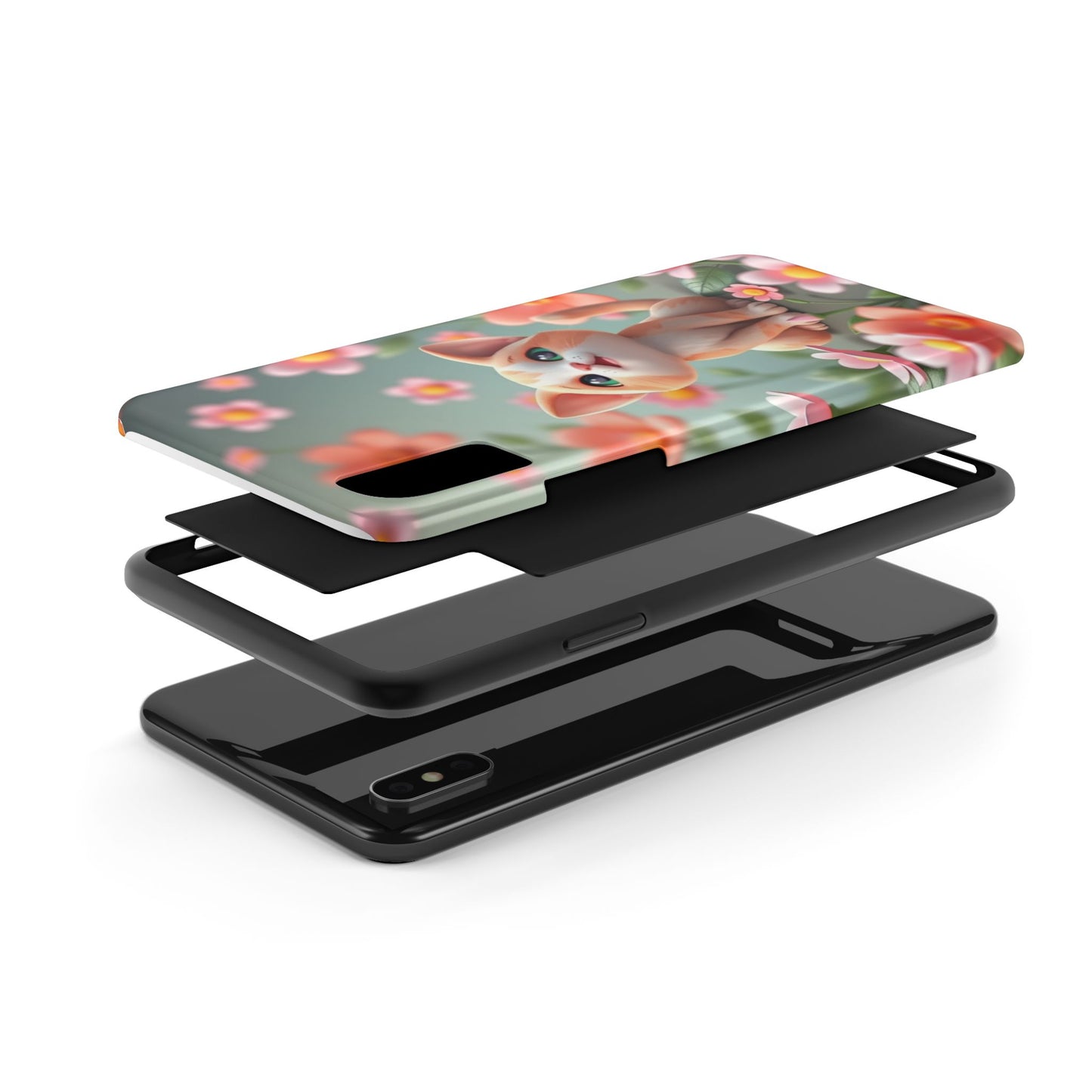 Kittens-n-Flowers Impact-Resistant Phone Case