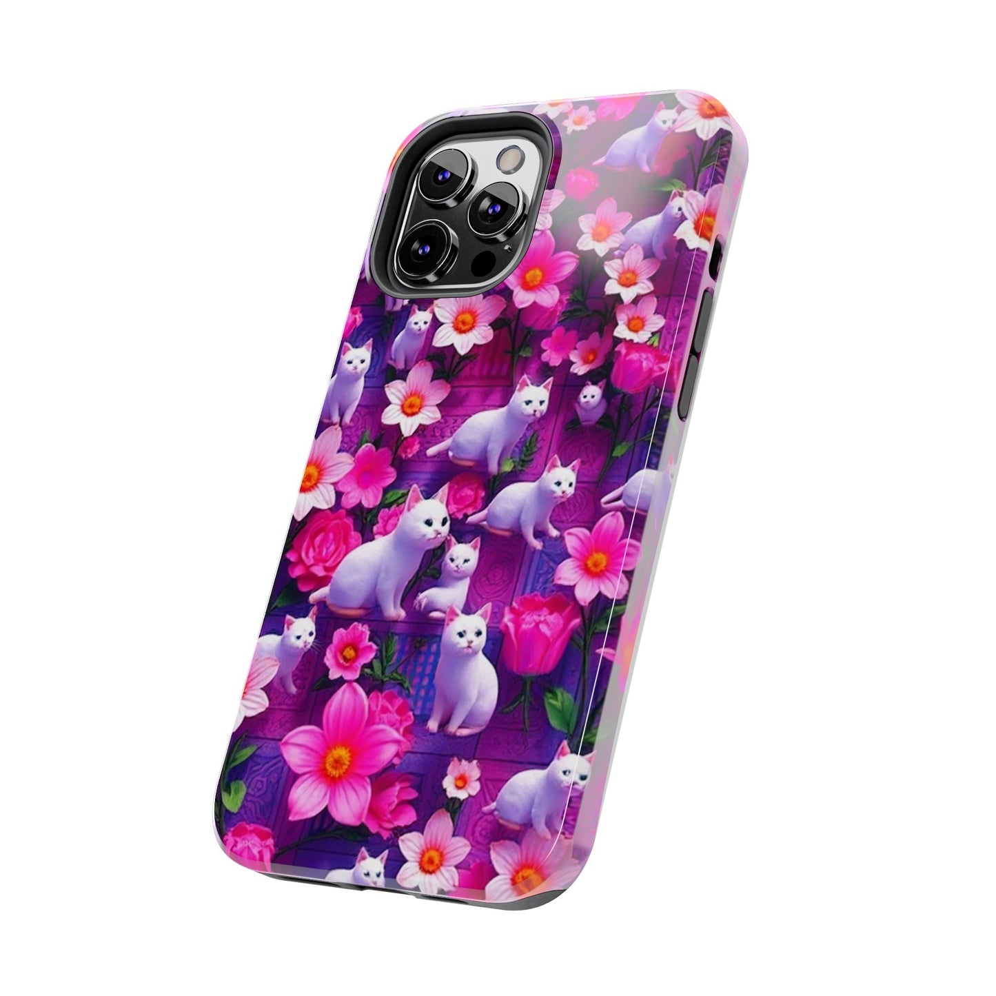 Kittens-n-Flowers Impact-Resistant Phone Case