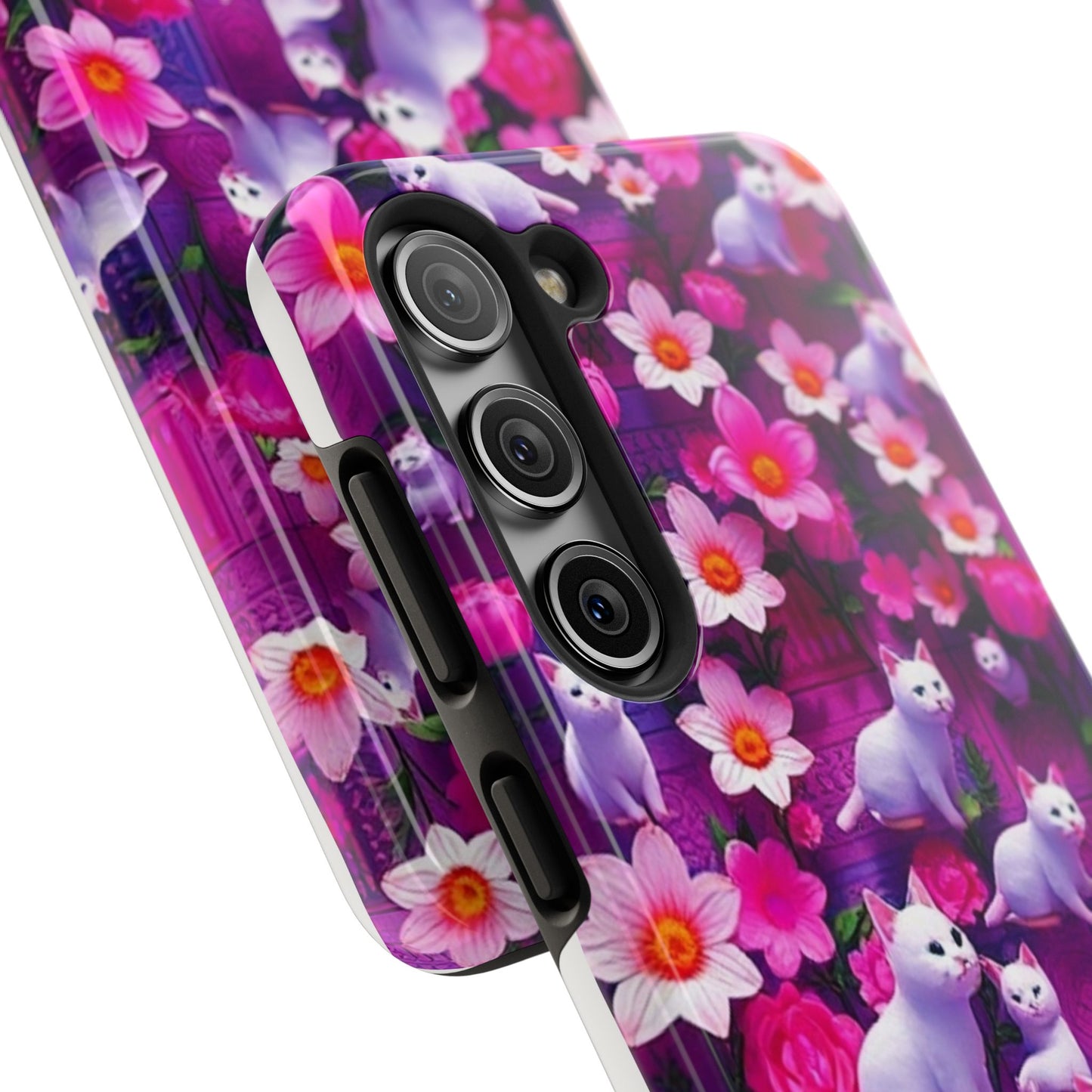 Kittens-n-Flowers Impact-Resistant Phone Case