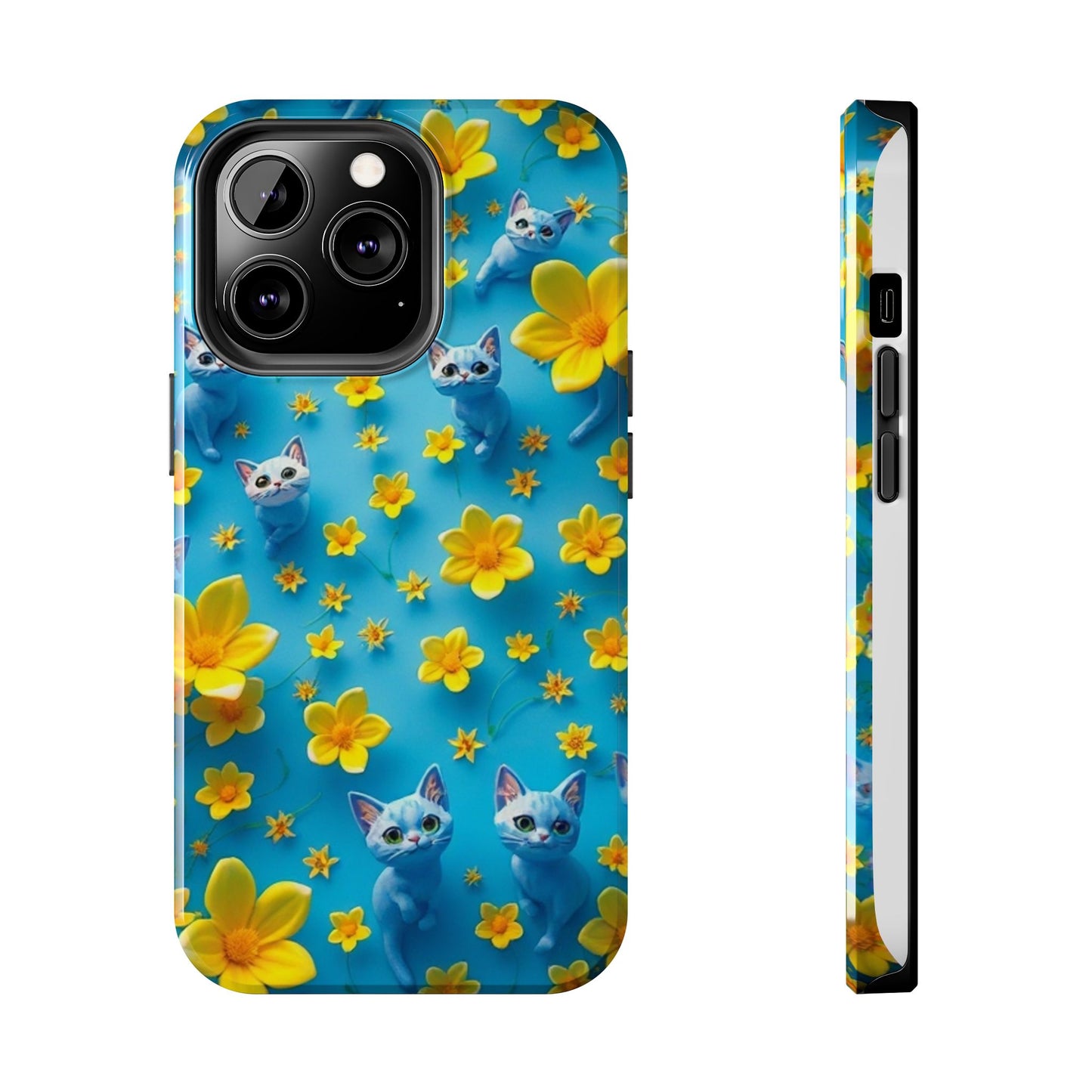 Kittens-n-Flowers Impact-Resistant Phone Case