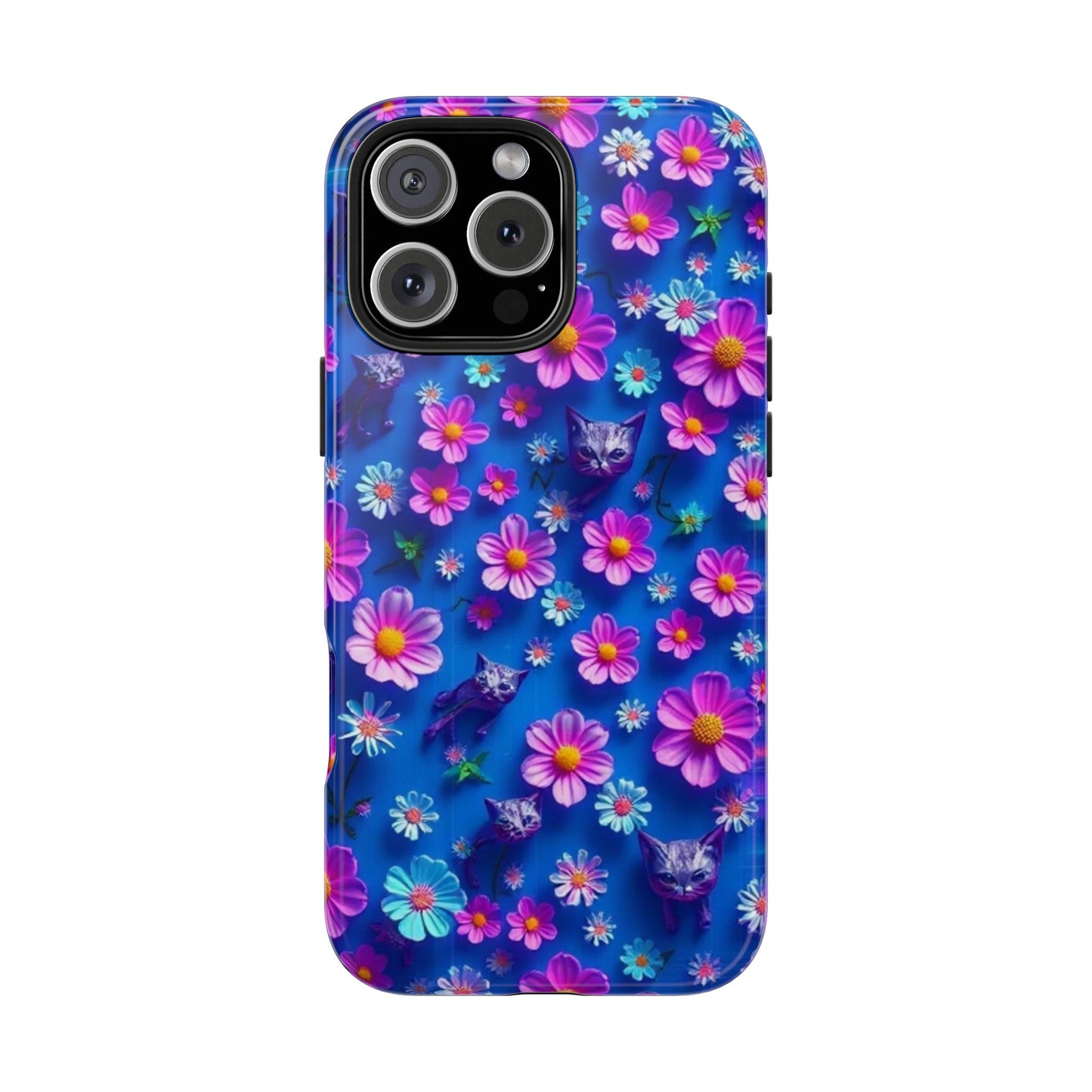 Kittens-n-Flowers Impact-Resistant Phone Case