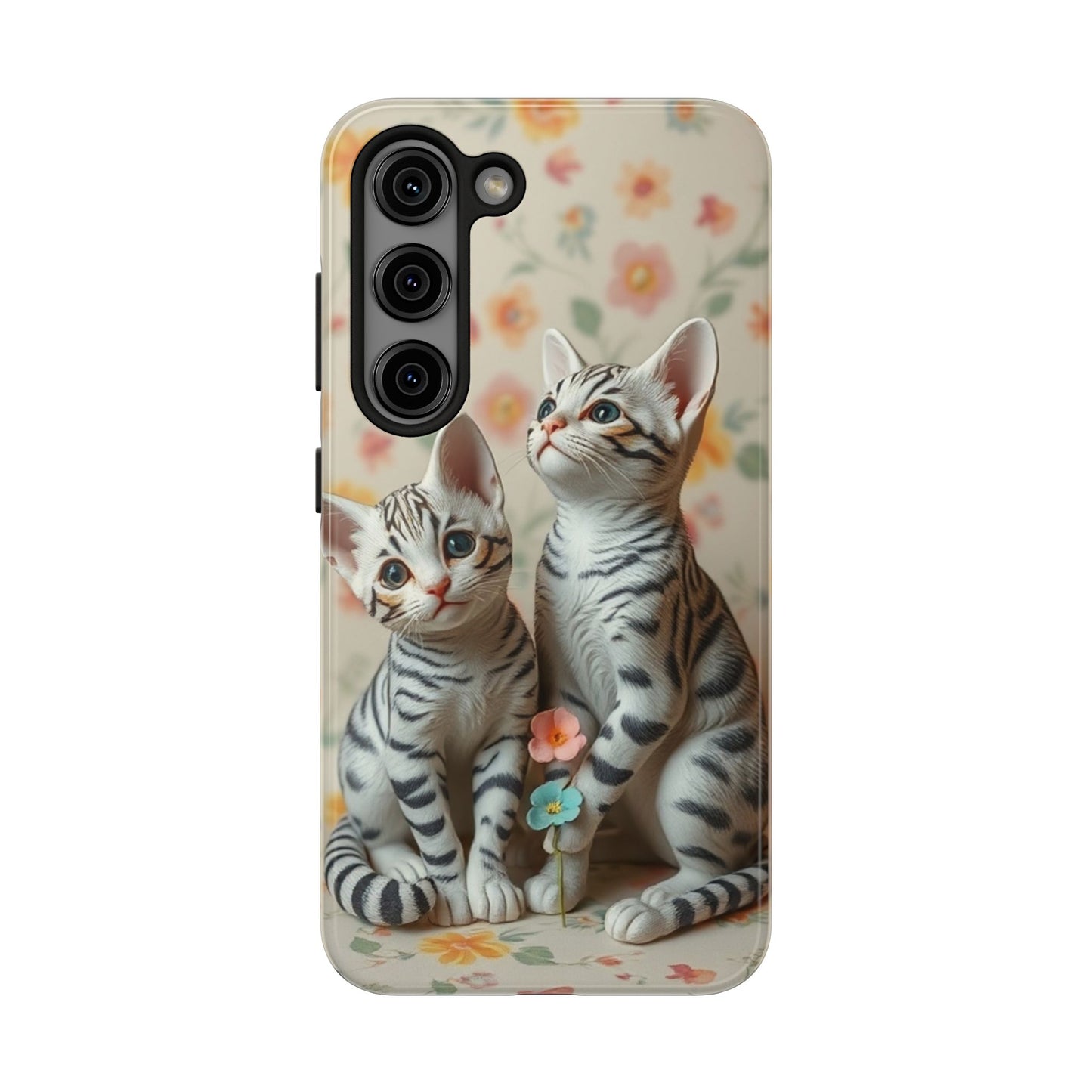 Kittens-n-Flowers Impact-Resistant Phone Case