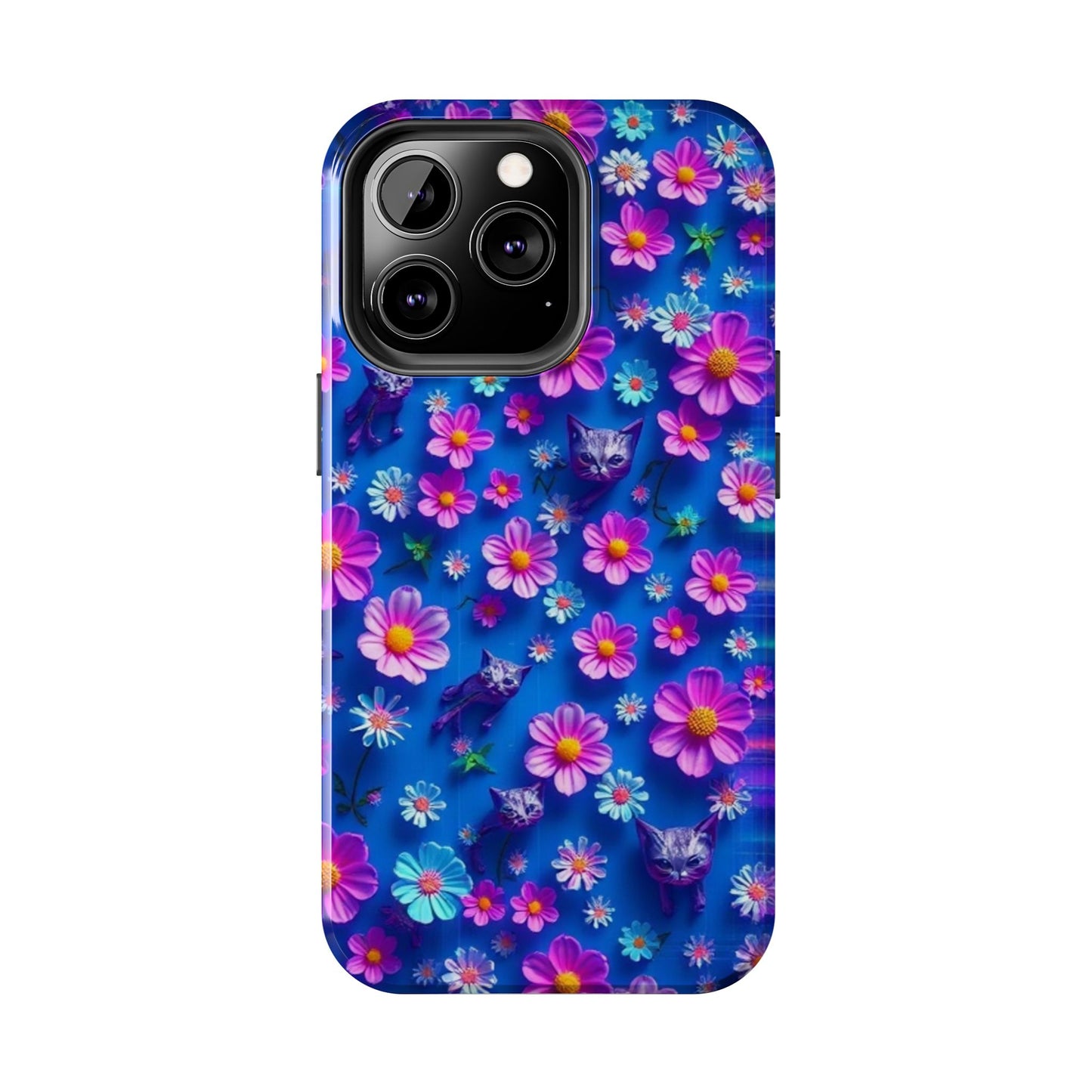 Kittens-n-Flowers Impact-Resistant Phone Case