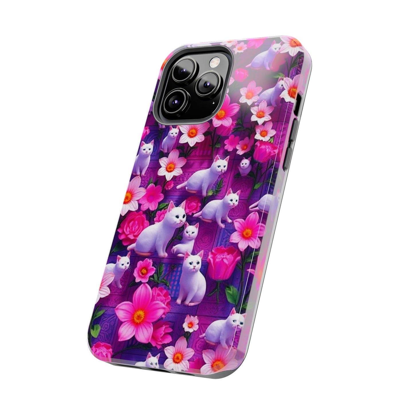 Kittens-n-Flowers Impact-Resistant Phone Case