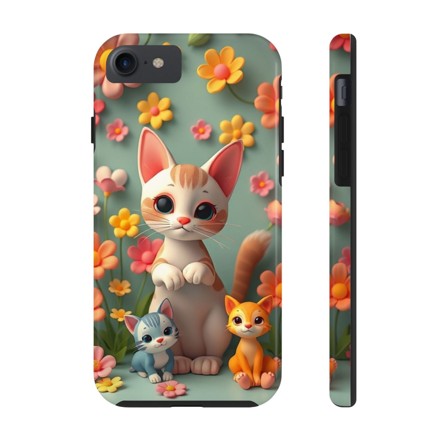 Kittens-n-Flowers Impact-Resistant Phone Case