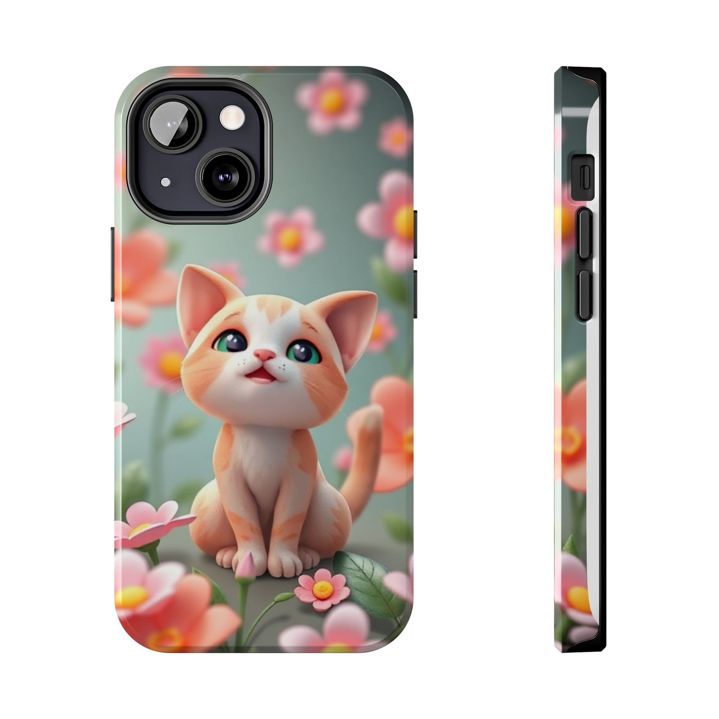 Kittens-n-Flowers Impact-Resistant Phone Case