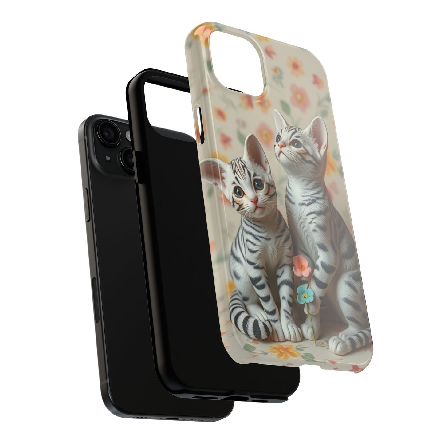 Kittens-n-Flowers Impact-Resistant Phone Case