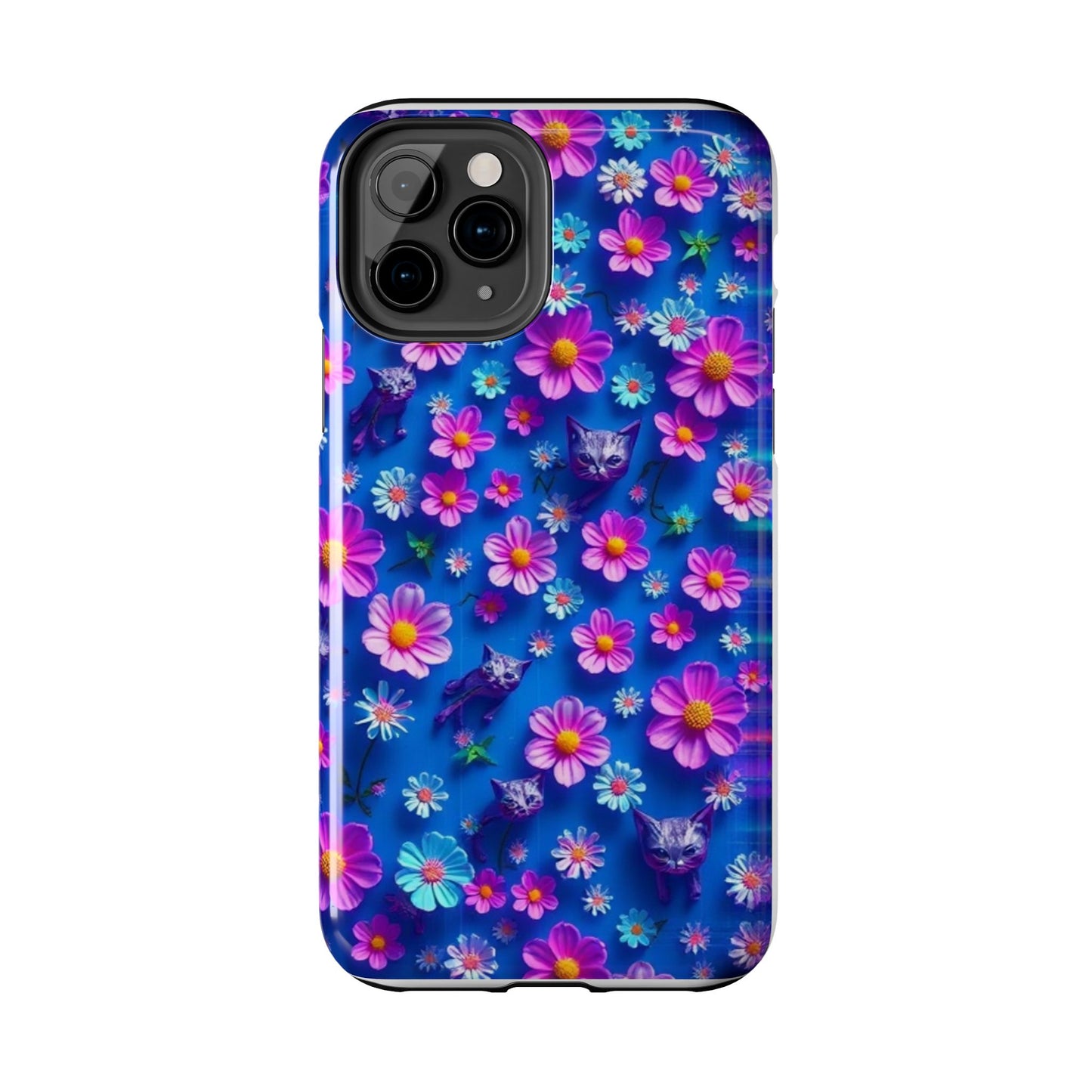 Kittens-n-Flowers Impact-Resistant Phone Case