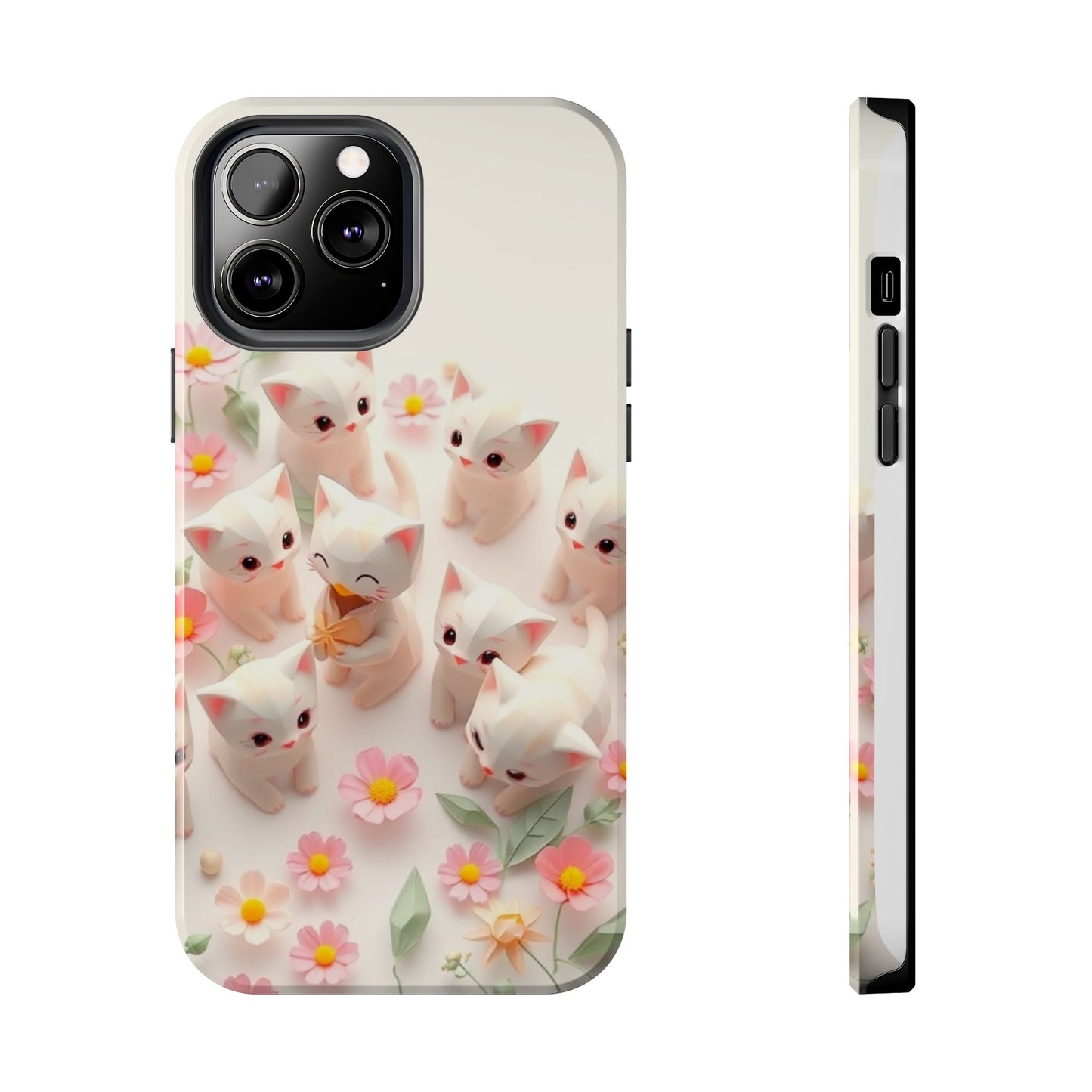 Kittens-n-Flowers Impact-Resistant Phone Case