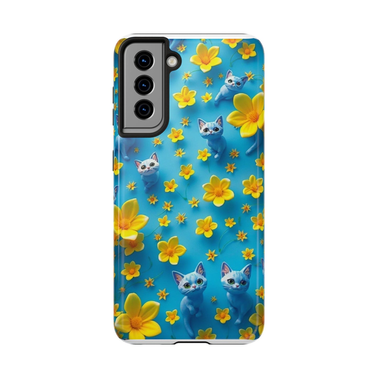 Kittens-n-Flowers Impact-Resistant Phone Case