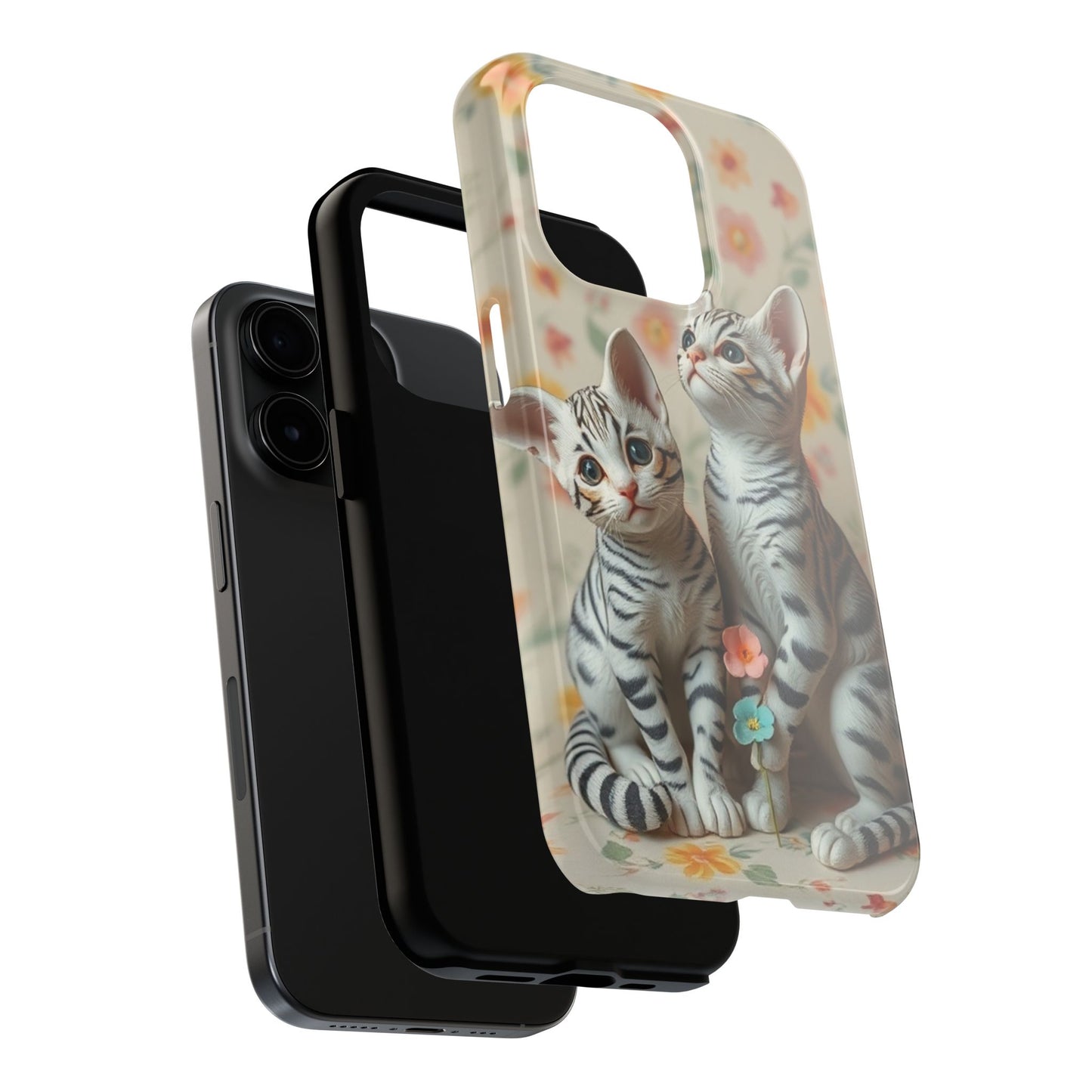 Kittens-n-Flowers Impact-Resistant Phone Case