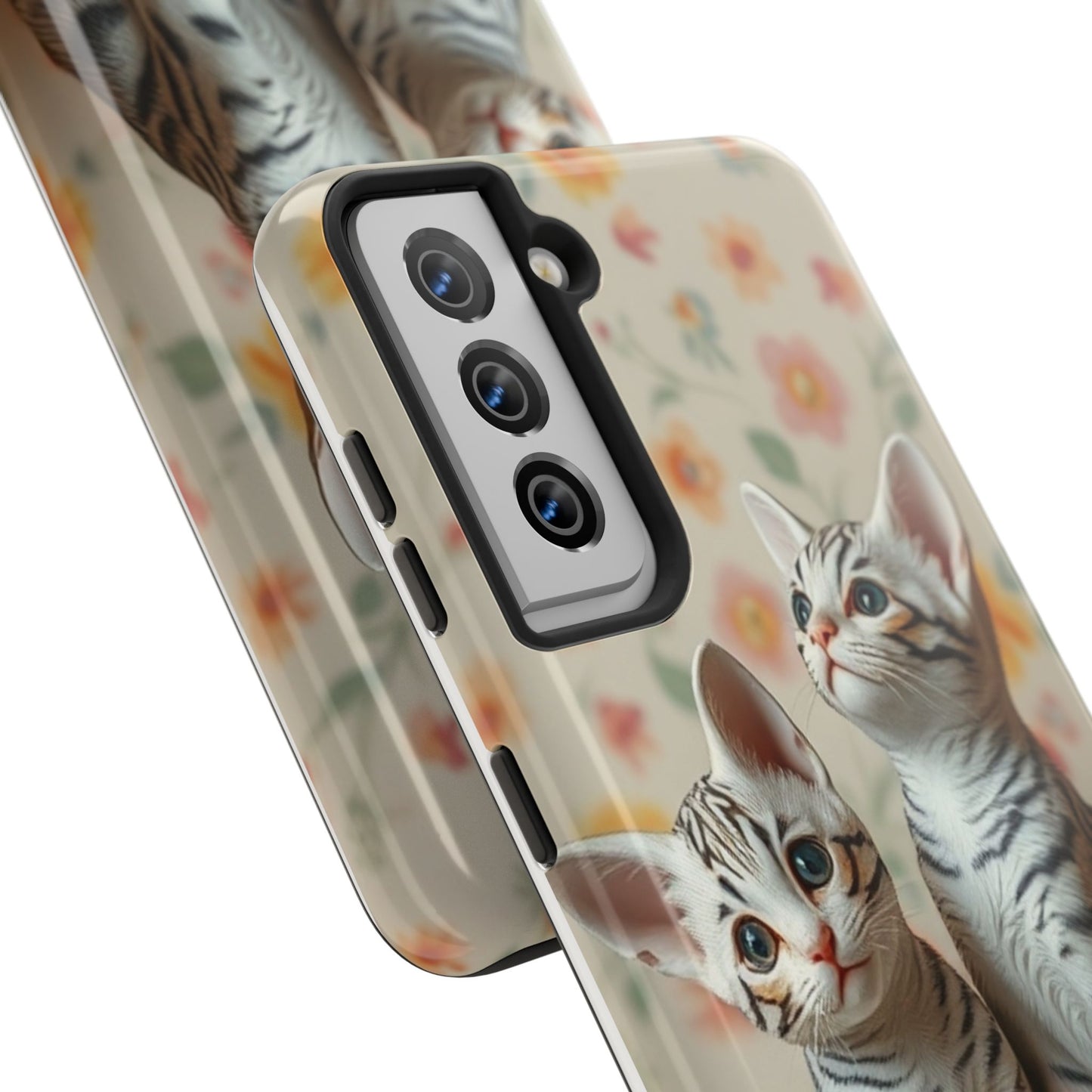 Kittens-n-Flowers Impact-Resistant Phone Case