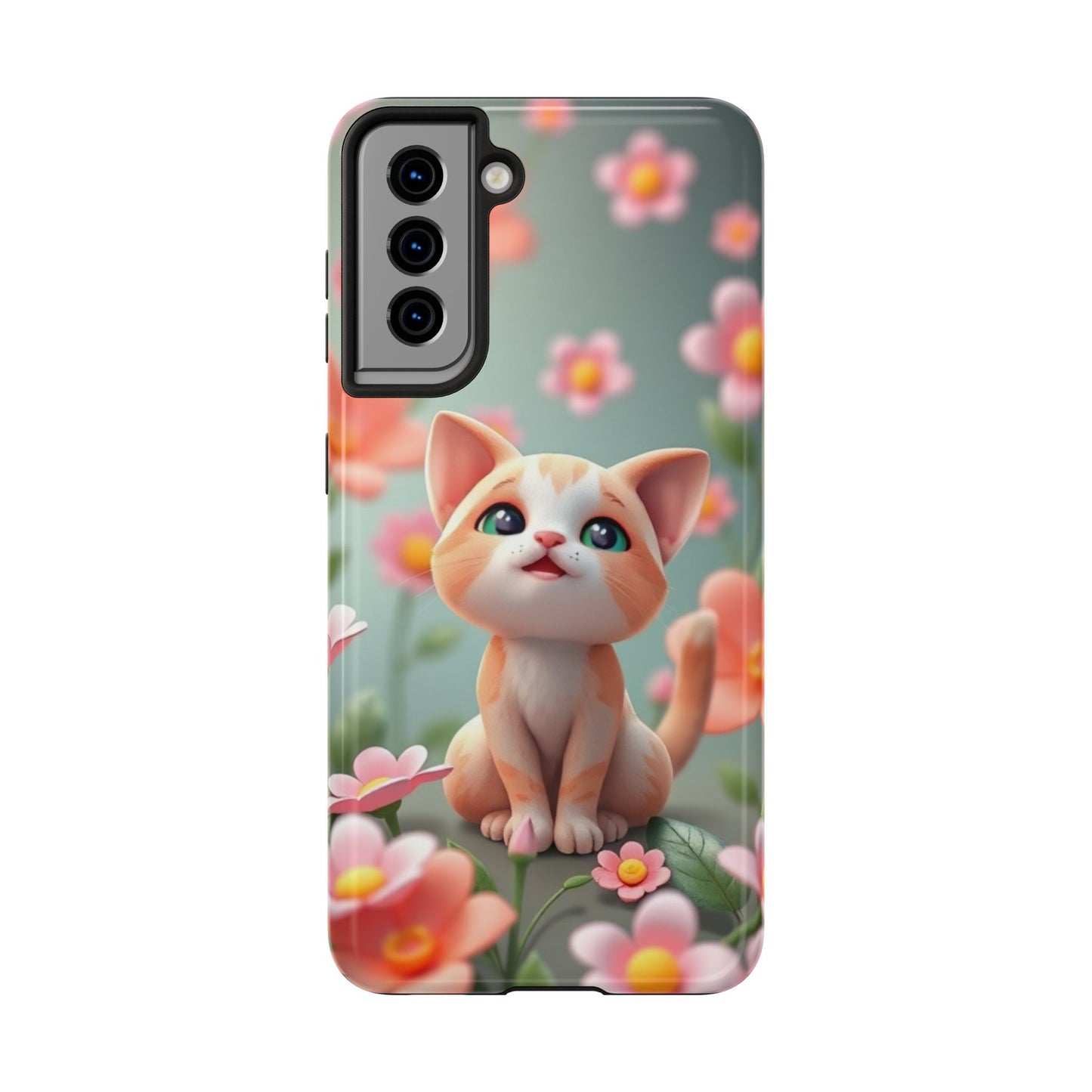 Kittens-n-Flowers Impact-Resistant Phone Case