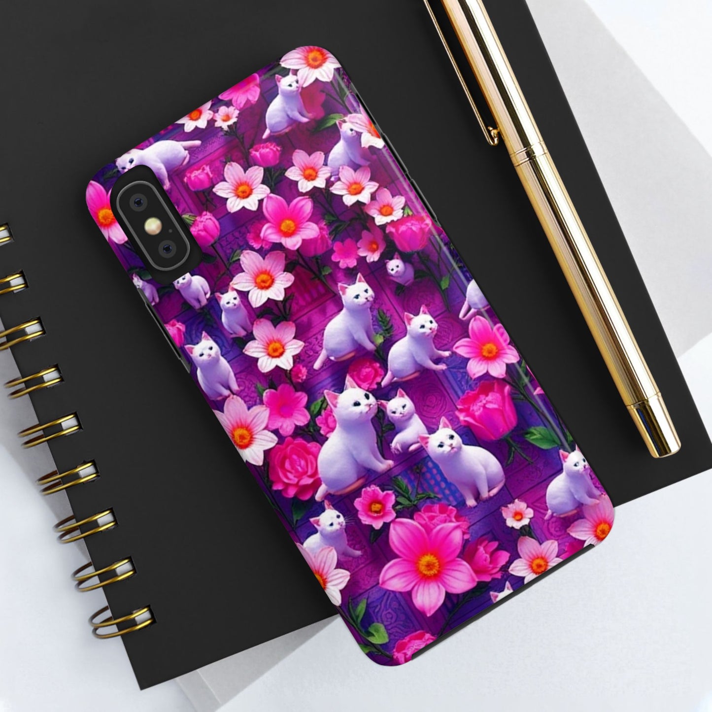 Kittens-n-Flowers Impact-Resistant Phone Case